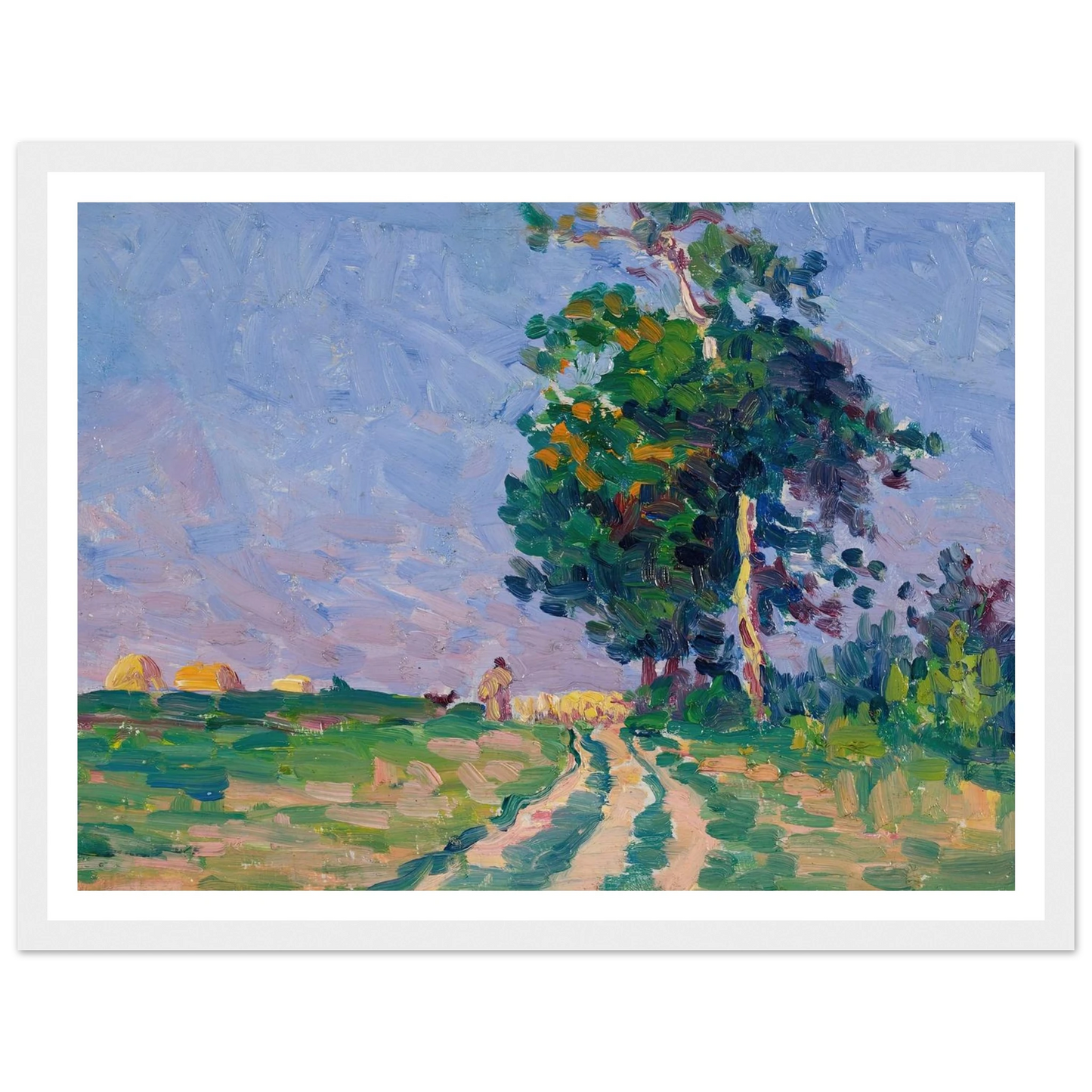 Gardien Et Son Troupeau Sur Le Chemin Aux Environs De Moulineaux (circa 1905) Art Print | Maximilien Luce - Framed Poster - 30x40 cm / 12x16″ - Black frame