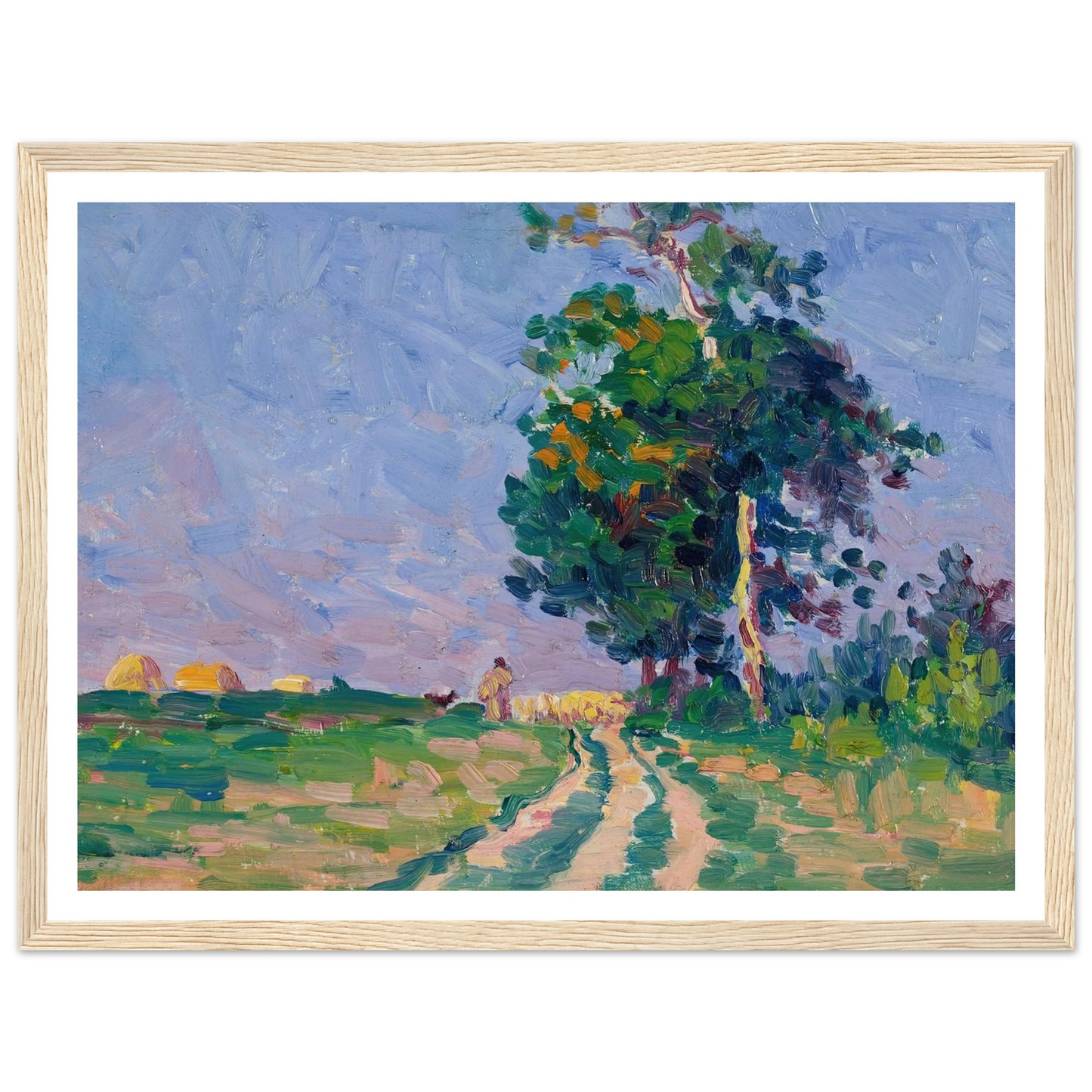 Gardien Et Son Troupeau Sur Le Chemin Aux Environs De Moulineaux (circa 1905) Art Print | Maximilien Luce - Framed Poster - 30x40 cm / 12x16″ - Black frame