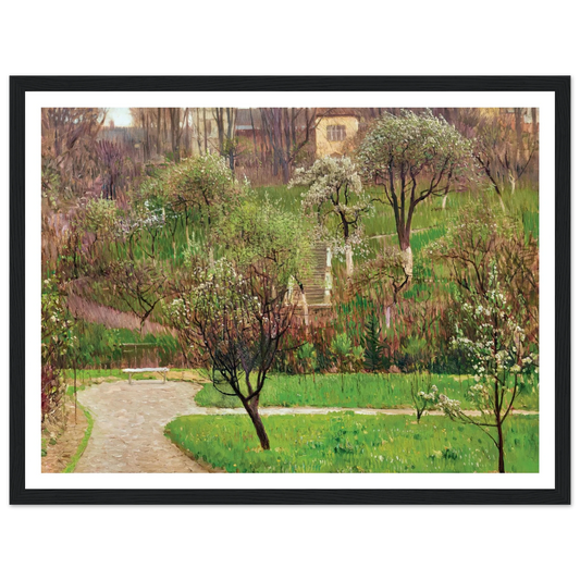 Garten in Döbling (Garden in Döbling, Vienna) (circa 1908) Art Print | Carl Moll - Framed Poster - 30x40 cm / 12x16″ - Black frame