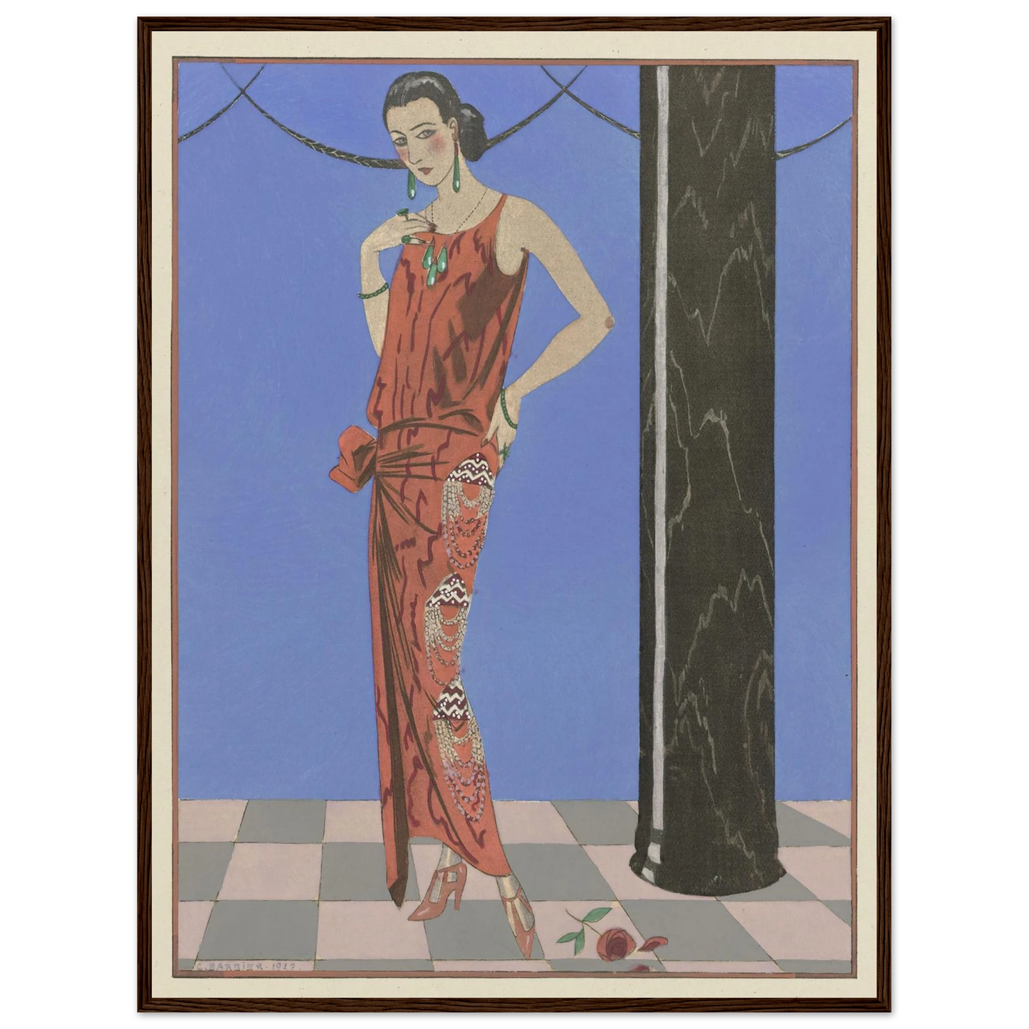 Gazette du Bon Ton. Art – Modes & Frivolités; Evening Attire (1923) Art Print | George Barbier - Framed Poster - 30x40 cm / 12x16″ - Black frame