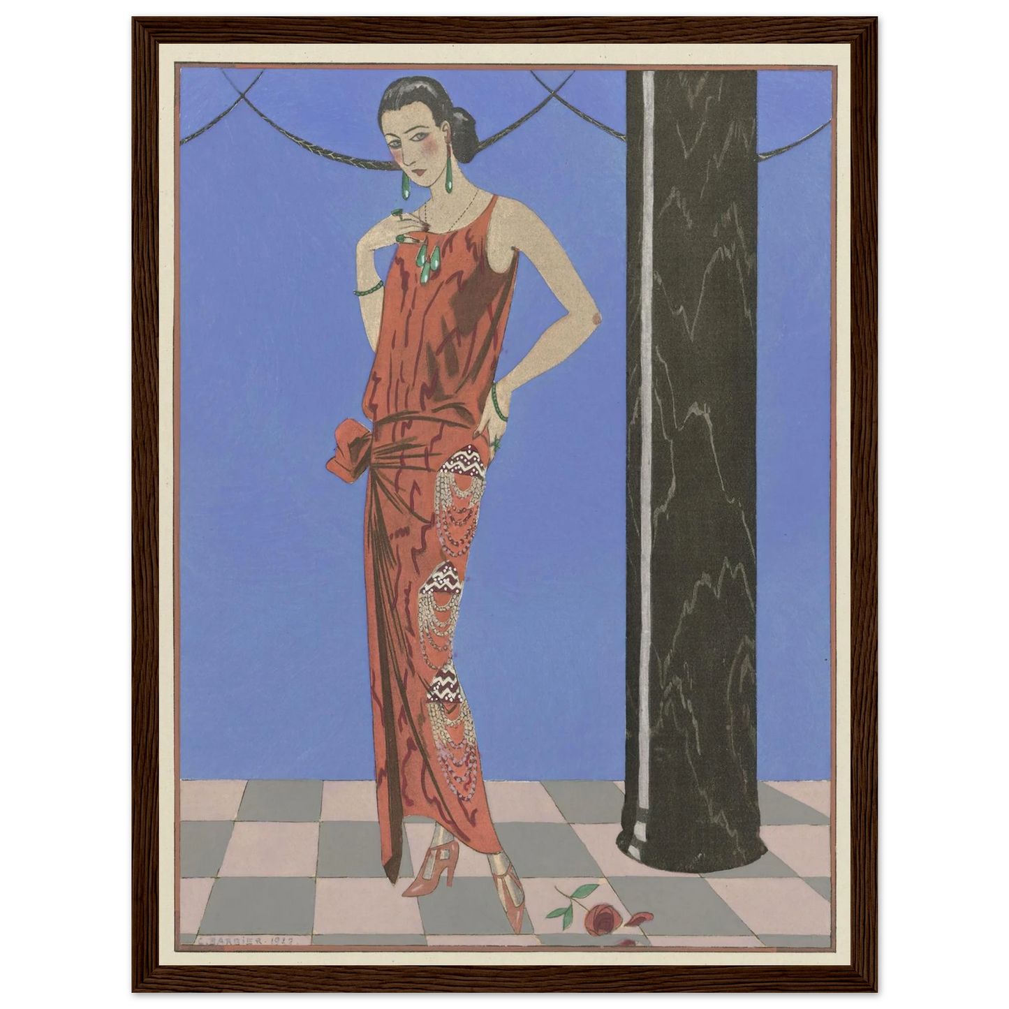 Gazette du Bon Ton. Art – Modes & Frivolités; Evening Attire (1923) Art Print | George Barbier - Framed Poster - 30x40 cm / 12x16″ - Black frame
