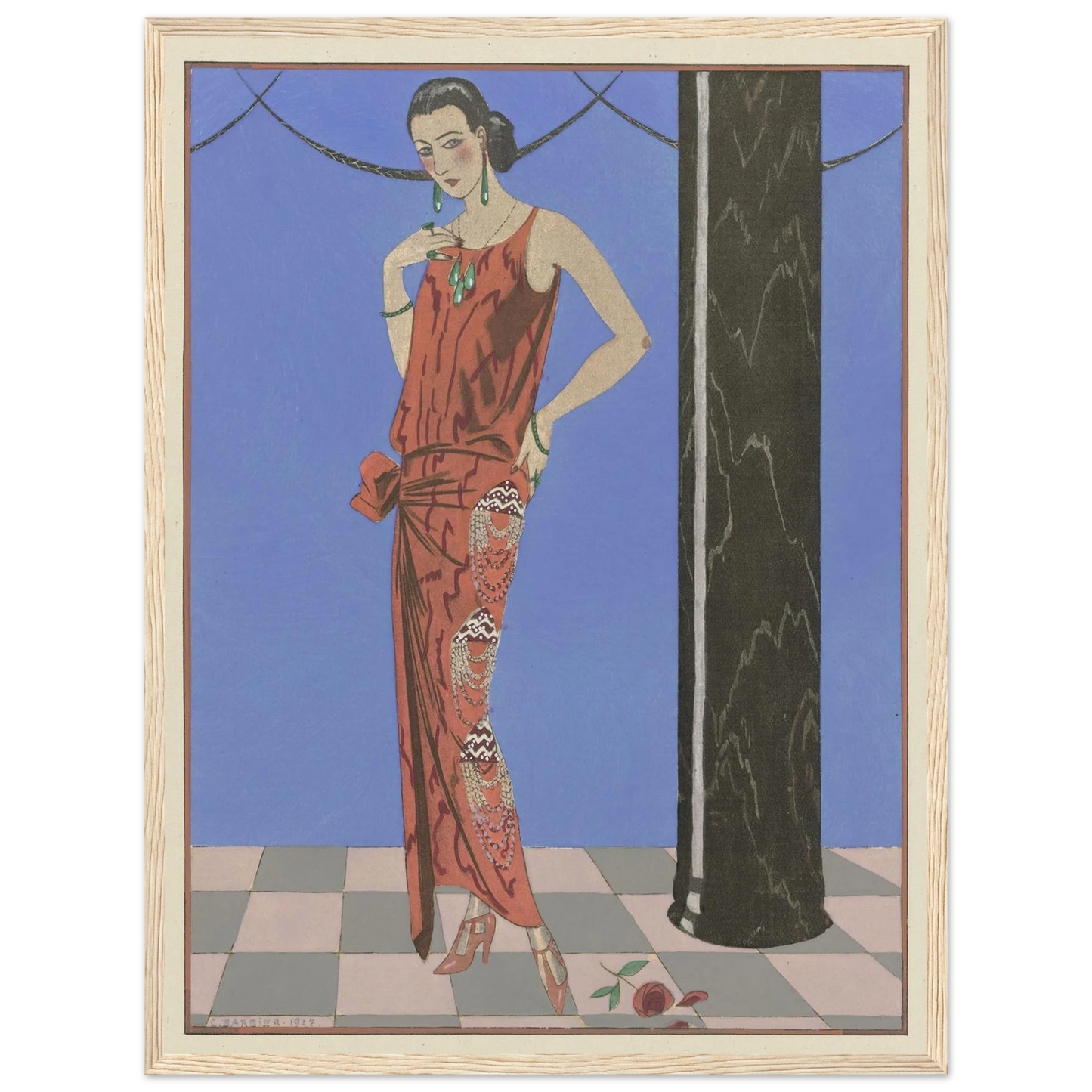 Gazette du Bon Ton. Art – Modes & Frivolités; Evening Attire (1923) Art Print | George Barbier - Framed Poster - 30x40 cm / 12x16″ - Black frame