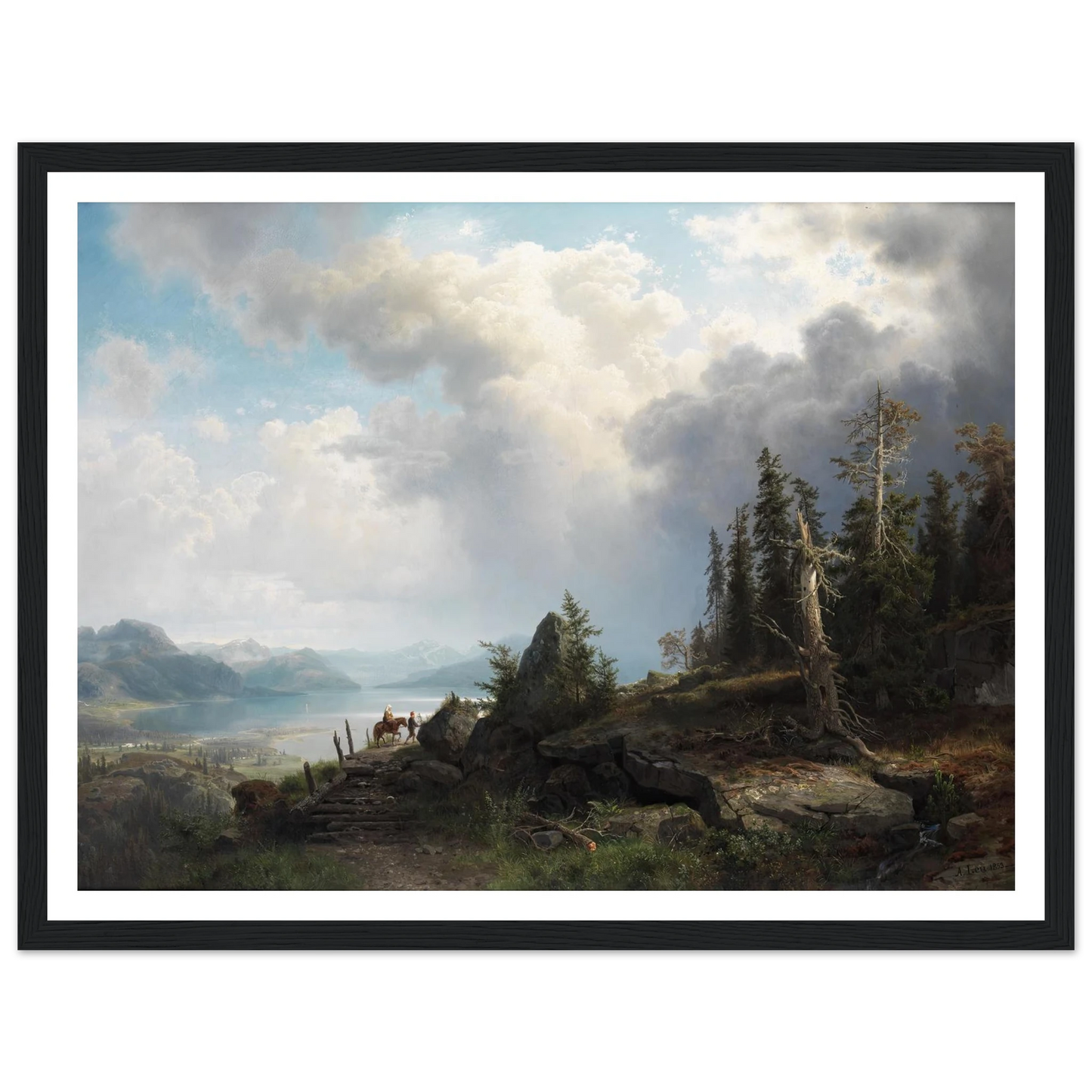 Gebirgslandschaft (1853) Art Print | August Wilhelm Leu - Framed Poster - 30x40 cm / 12x16″ - Black frame
