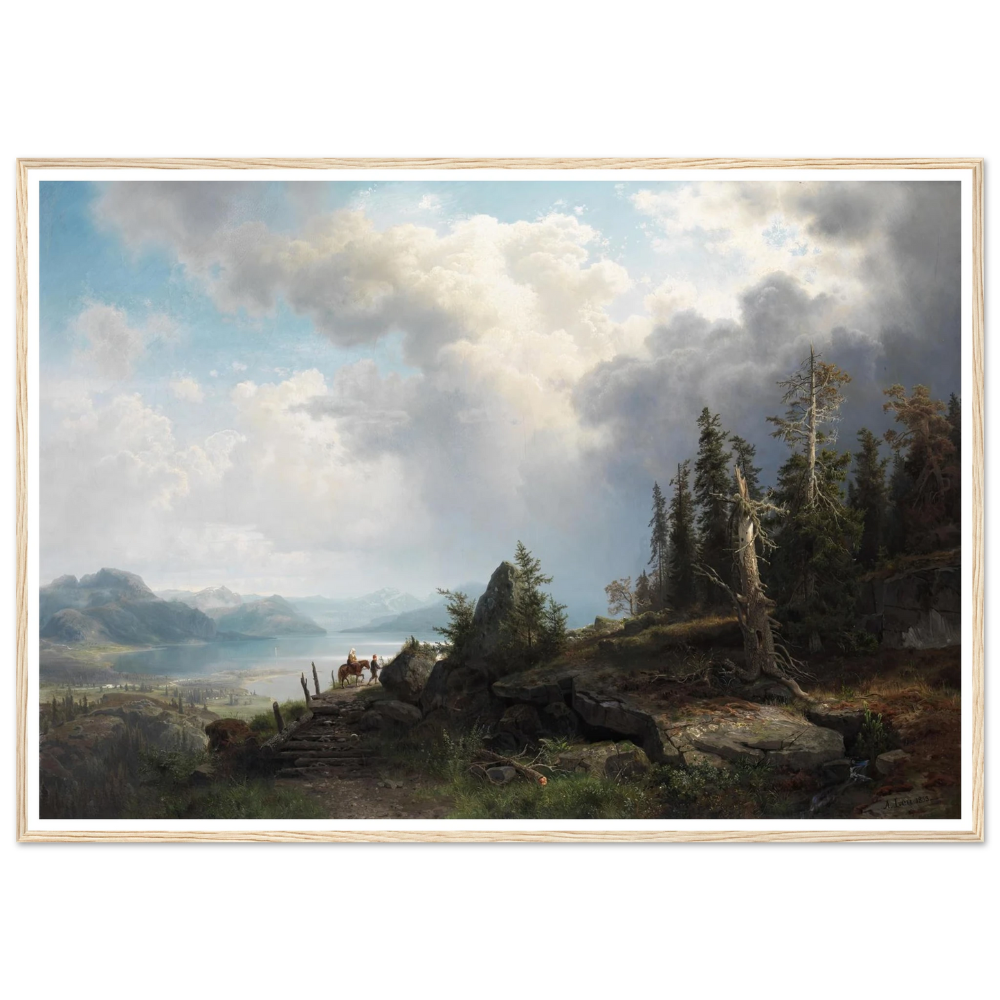 Gebirgslandschaft (1853) Art Print | August Wilhelm Leu - Framed Poster - 30x40 cm / 12x16″ - Black frame