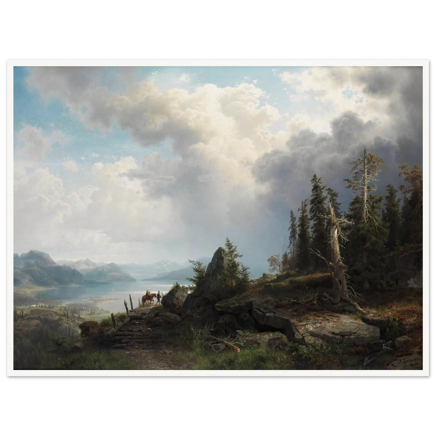 Gebirgslandschaft (1853) Art Print | August Wilhelm Leu - Framed Poster - 30x40 cm / 12x16″ - Black frame