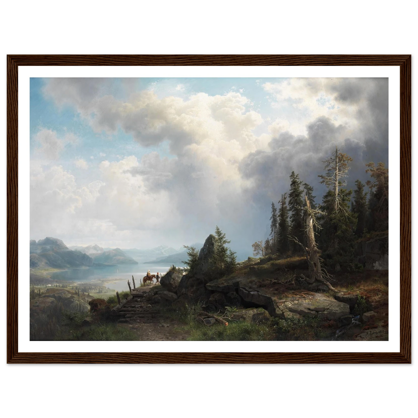Gebirgslandschaft (1853) Art Print | August Wilhelm Leu - Framed Poster - 30x40 cm / 12x16″ - Black frame
