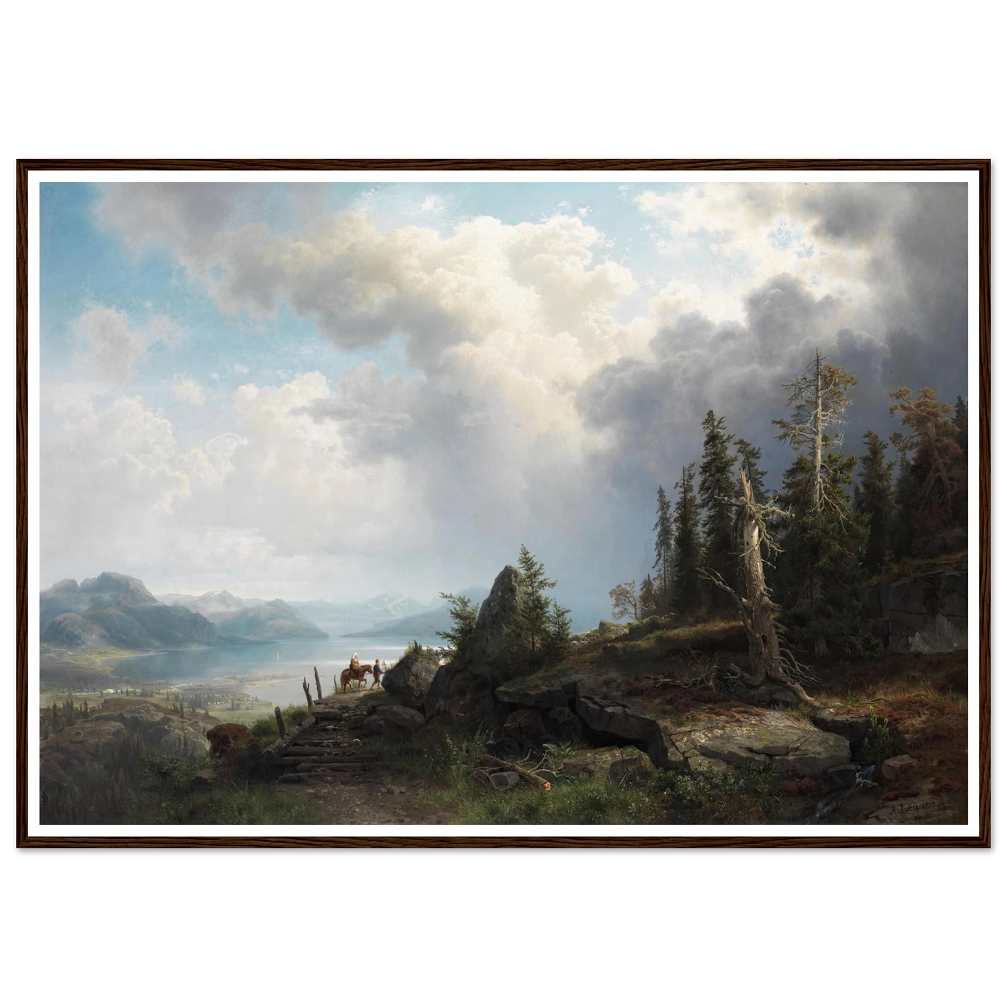 Gebirgslandschaft (1853) Art Print | August Wilhelm Leu - Framed Poster - 30x40 cm / 12x16″ - Black frame