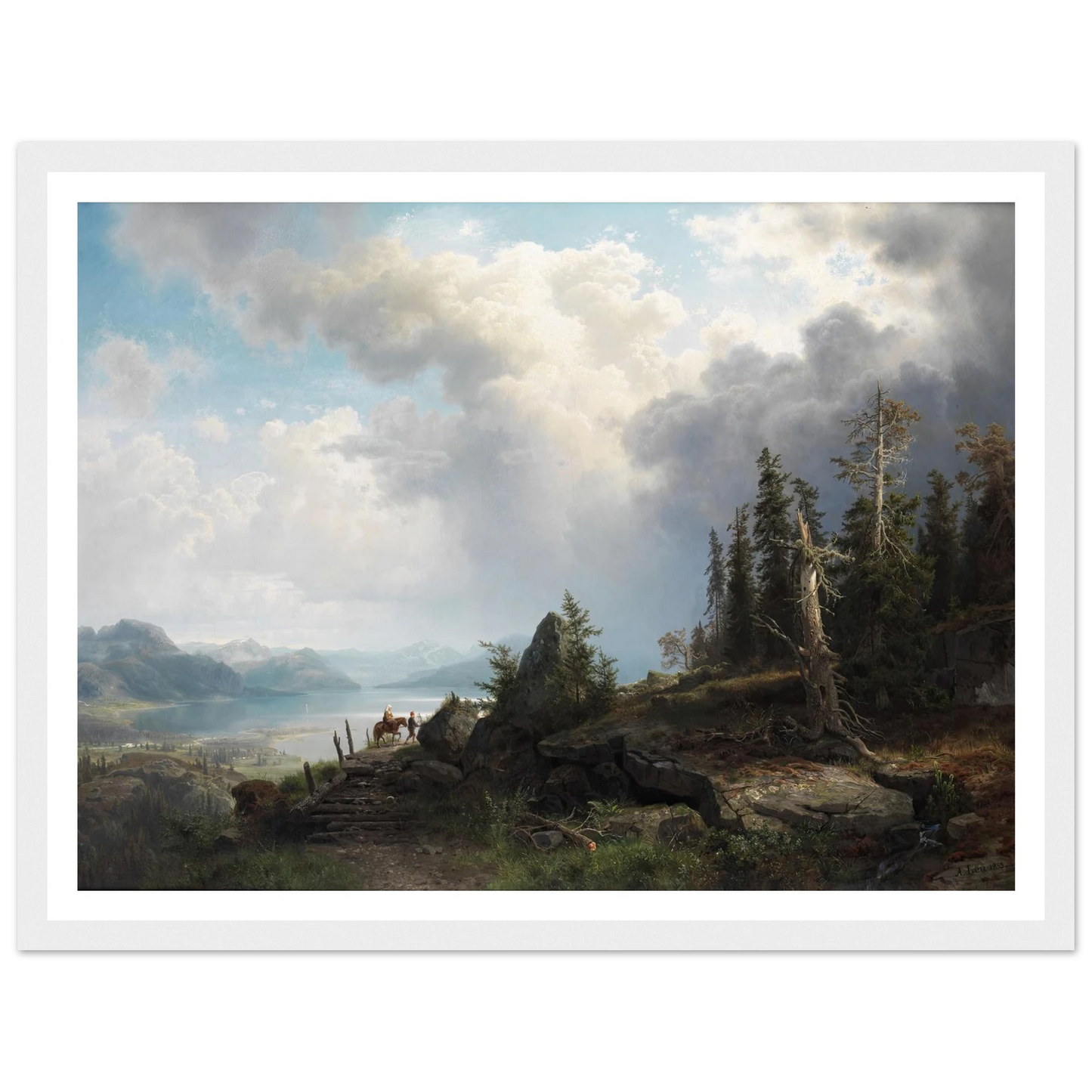 Gebirgslandschaft (1853) Art Print | August Wilhelm Leu - Framed Poster - 30x40 cm / 12x16″ - Black frame