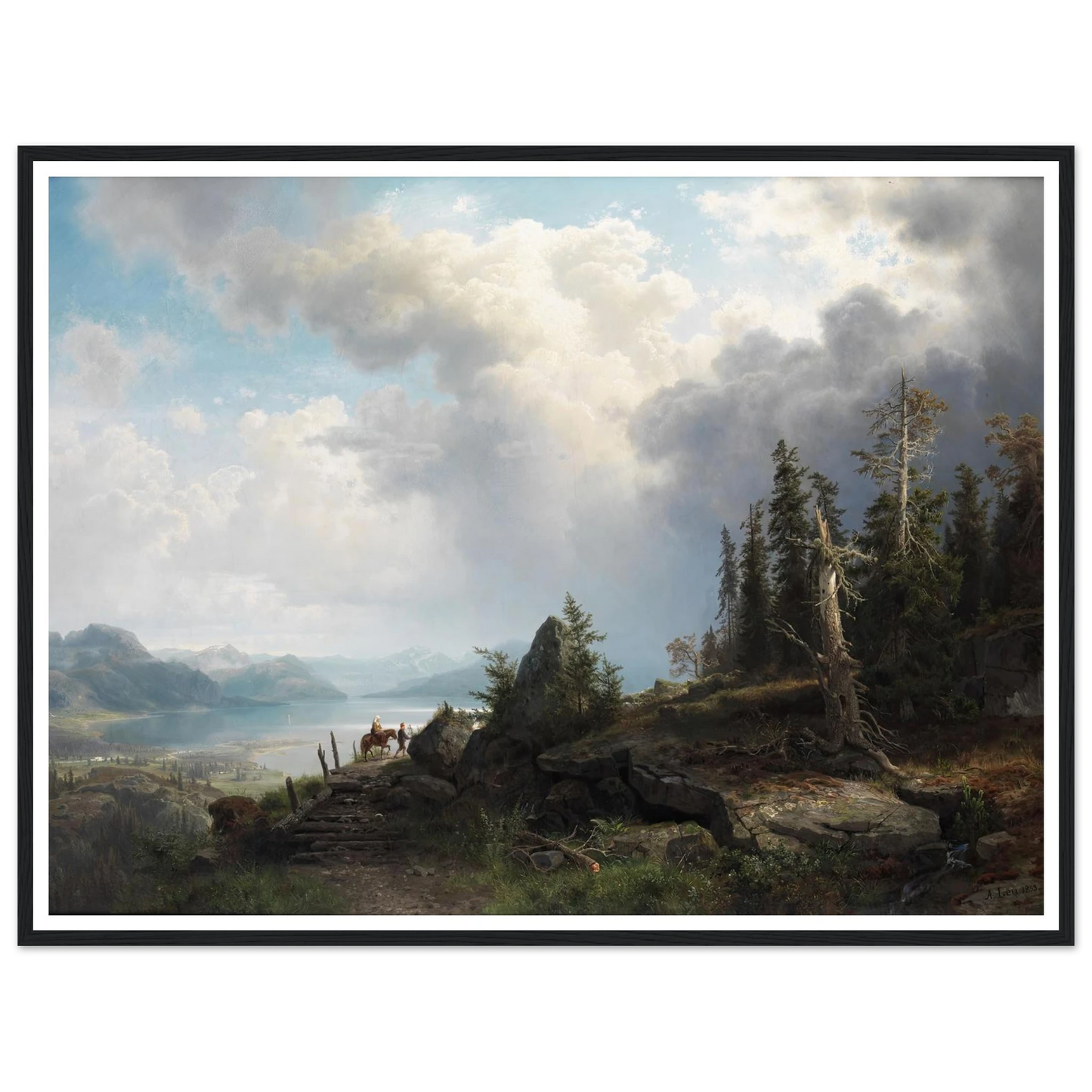 Gebirgslandschaft (1853) Art Print | August Wilhelm Leu - Framed Poster - 30x40 cm / 12x16″ - Black frame