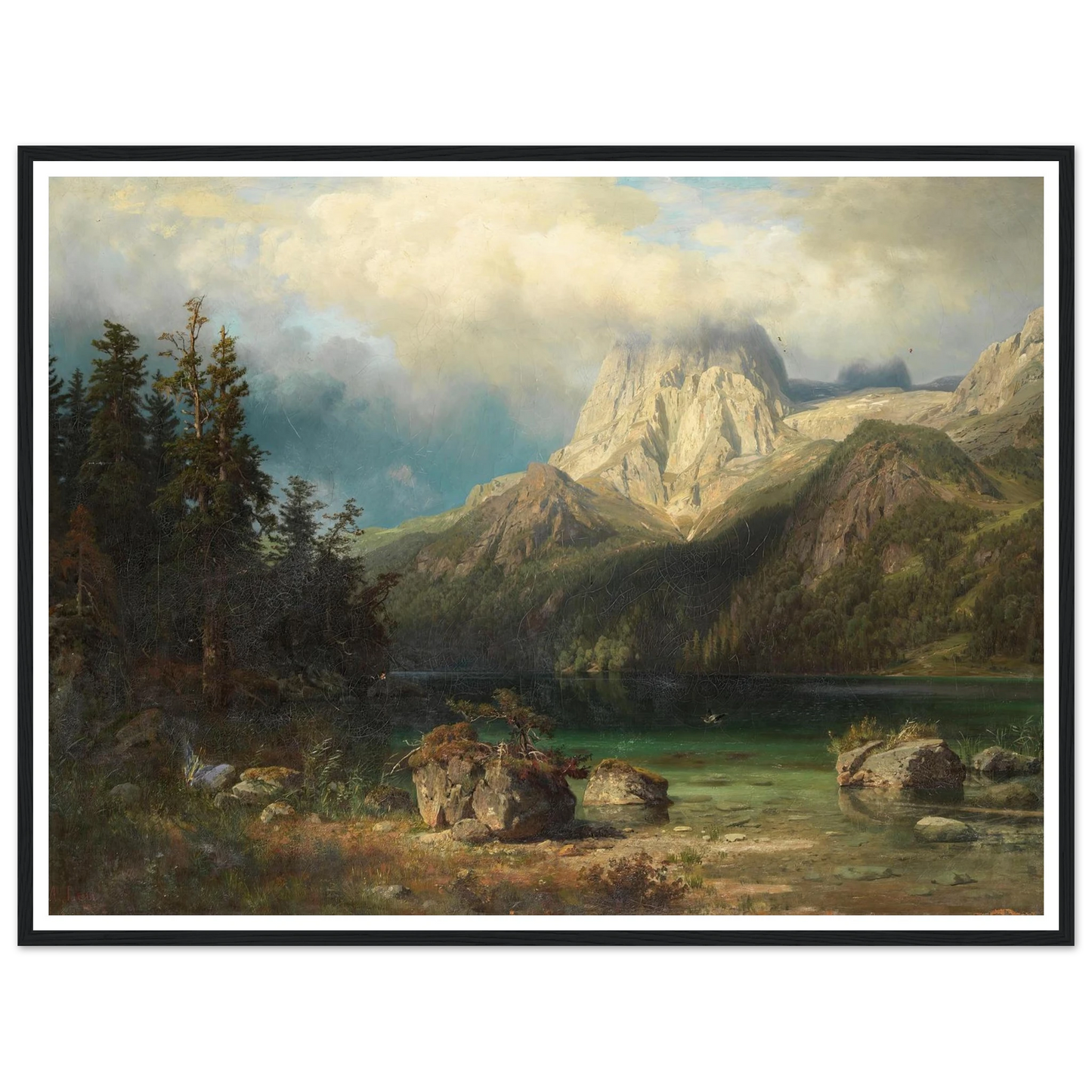 Gebirgslandschaft (1857) Art Print | August Wilhelm Leu - Framed Poster - 30x40 cm / 12x16″ - Black frame