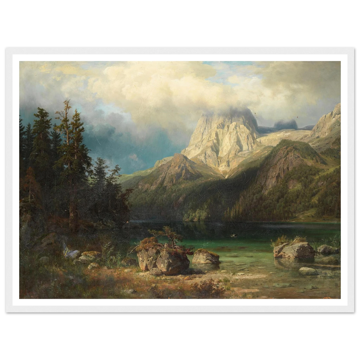Gebirgslandschaft (1857) Art Print | August Wilhelm Leu - Framed Poster - 30x40 cm / 12x16″ - Black frame