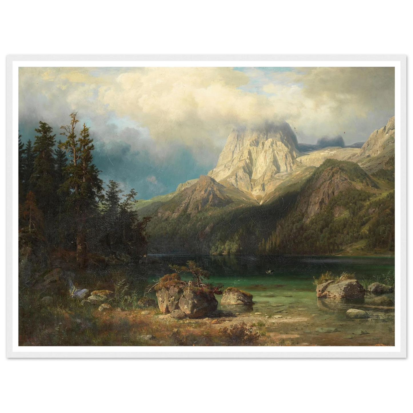 Gebirgslandschaft (1857) Art Print | August Wilhelm Leu - Framed Poster - 30x40 cm / 12x16″ - Black frame