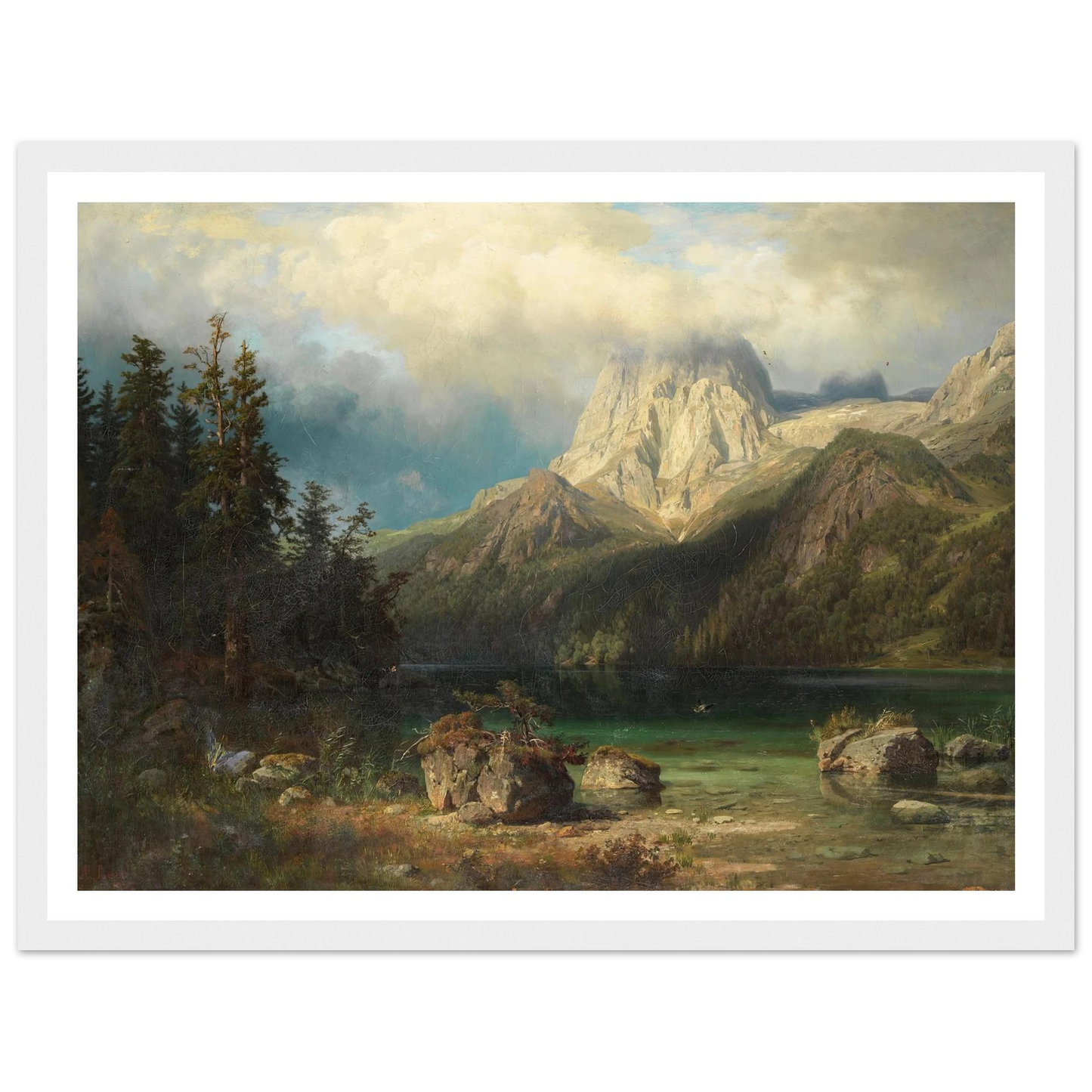 Gebirgslandschaft (1857) Art Print | August Wilhelm Leu - Framed Poster - 30x40 cm / 12x16″ - Black frame