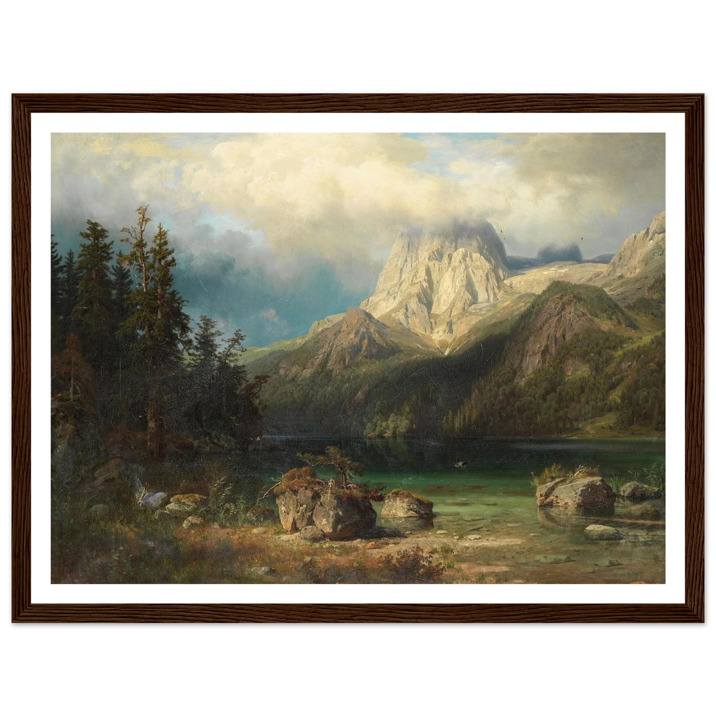 Gebirgslandschaft (1857) Art Print | August Wilhelm Leu - Framed Poster - 30x40 cm / 12x16″ - Black frame