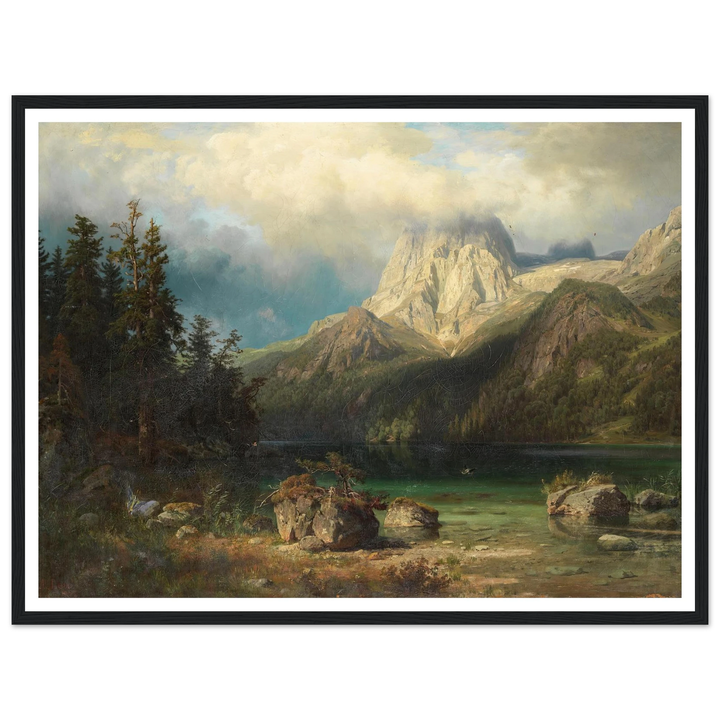 Gebirgslandschaft (1857) Art Print | August Wilhelm Leu - Framed Poster - 30x40 cm / 12x16″ - Black frame