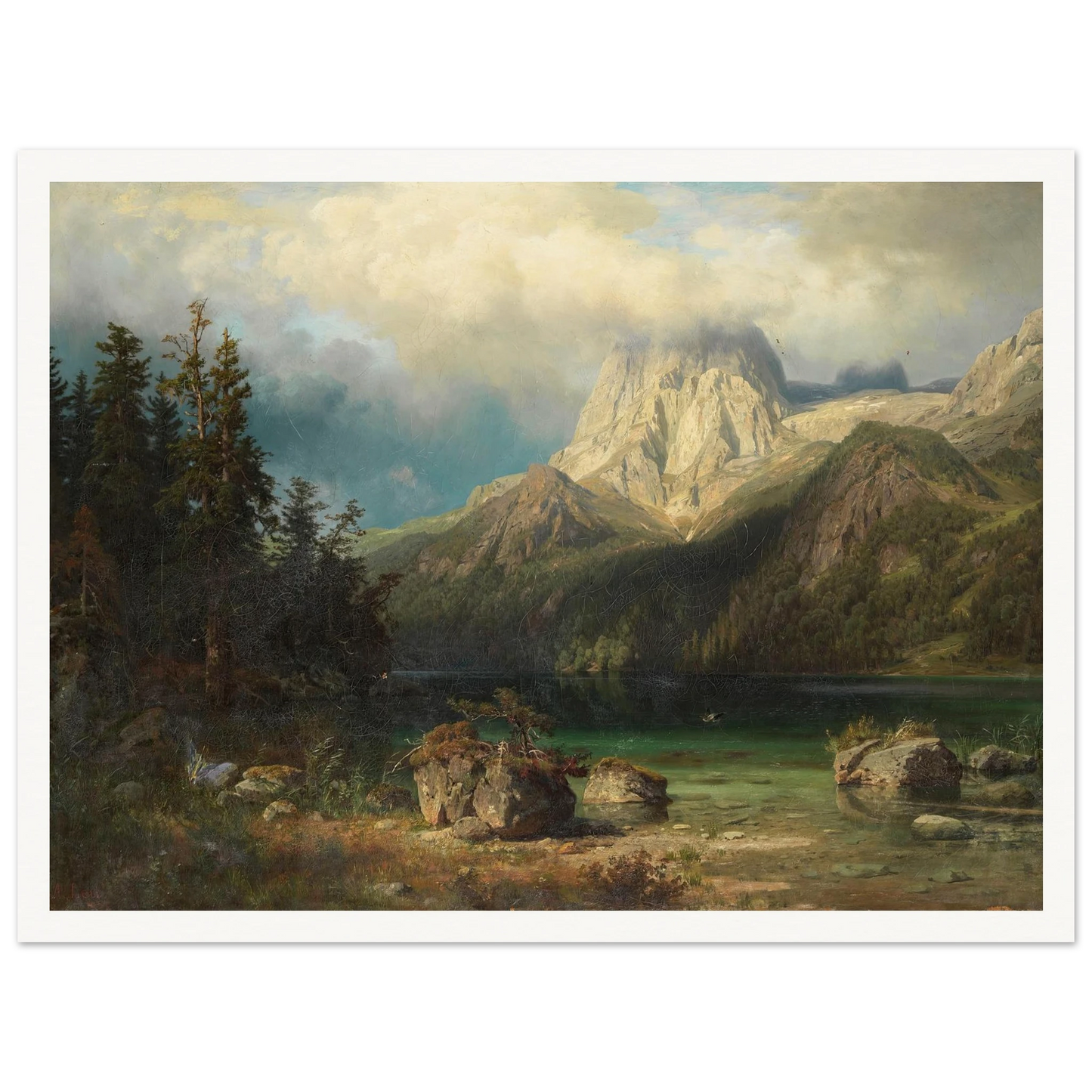 Gebirgslandschaft (1857) Art Print | August Wilhelm Leu - Framed Poster - 30x40 cm / 12x16″ - Black frame