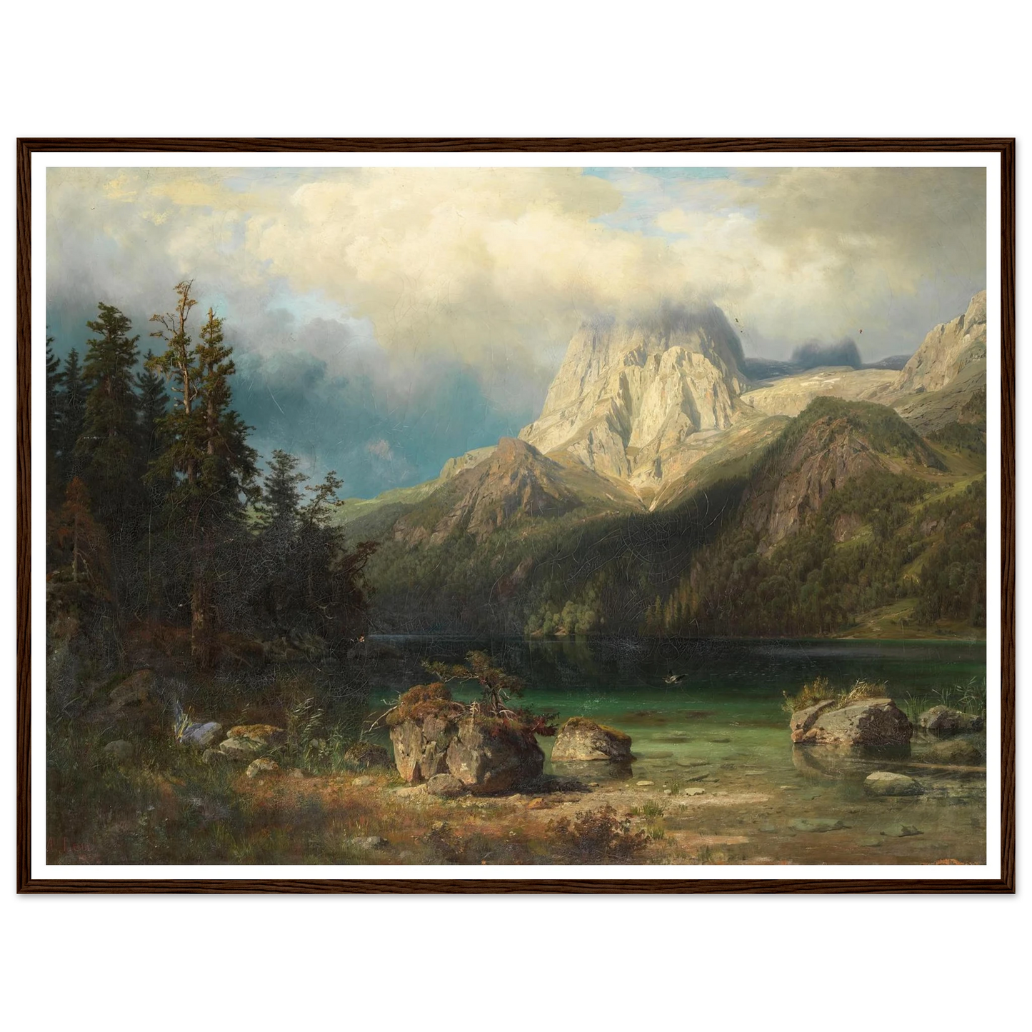 Gebirgslandschaft (1857) Art Print | August Wilhelm Leu - Framed Poster - 30x40 cm / 12x16″ - Black frame