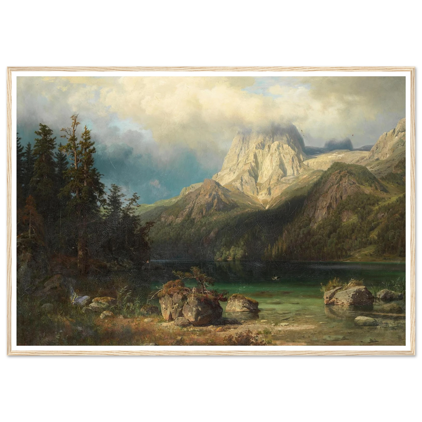 Gebirgslandschaft (1857) Art Print | August Wilhelm Leu - Framed Poster - 30x40 cm / 12x16″ - Black frame