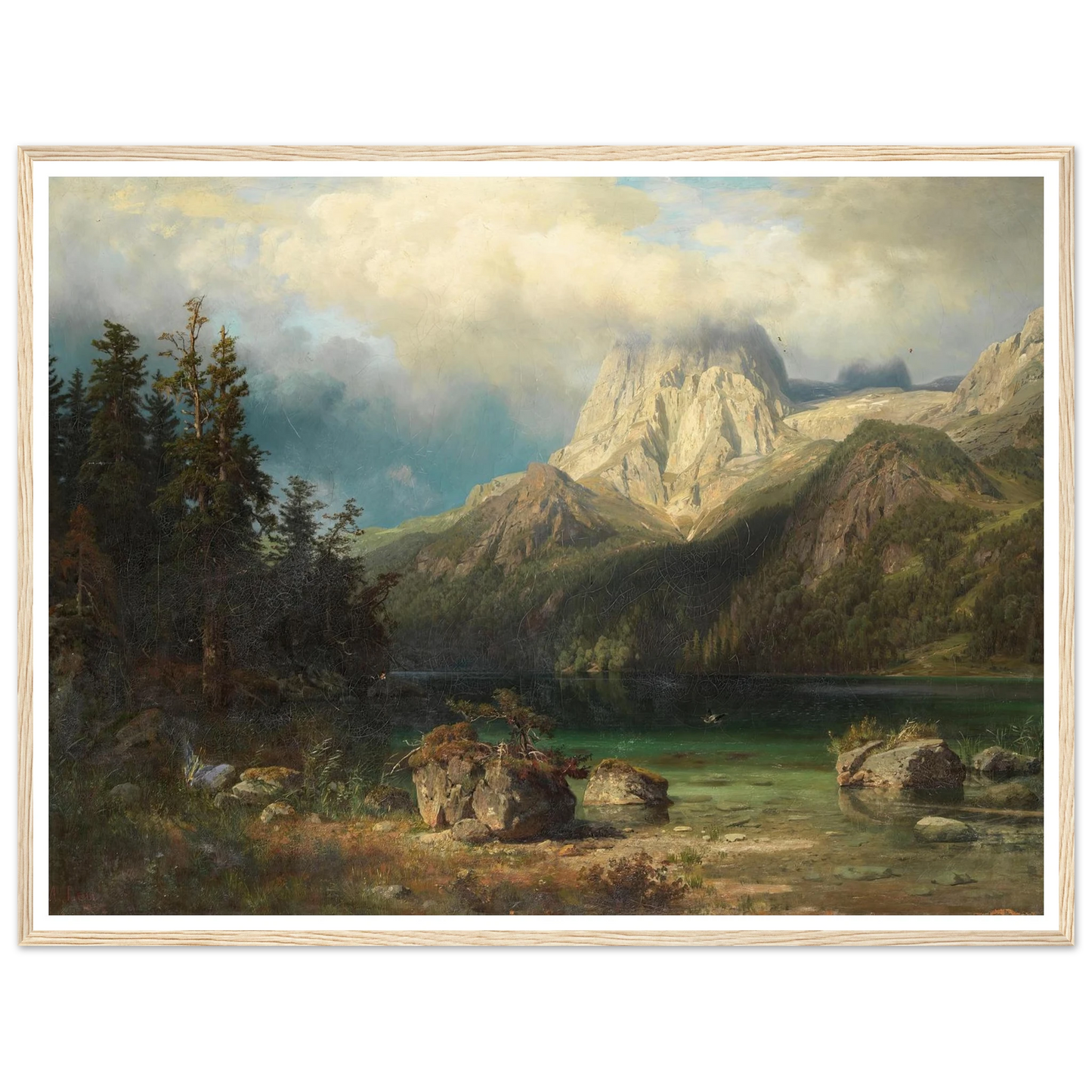 Gebirgslandschaft (1857) Art Print | August Wilhelm Leu - Framed Poster - 30x40 cm / 12x16″ - Black frame