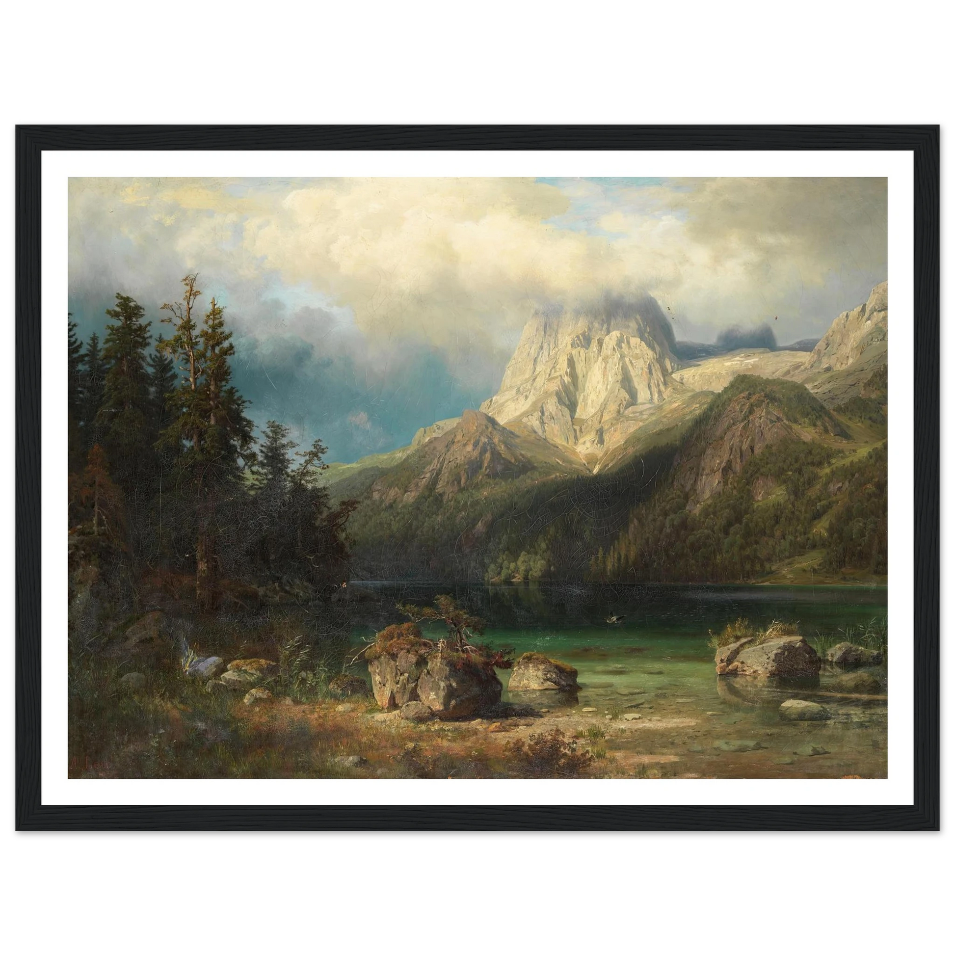 Gebirgslandschaft (1857) Art Print | August Wilhelm Leu - Framed Poster - 30x40 cm / 12x16″ - Black frame