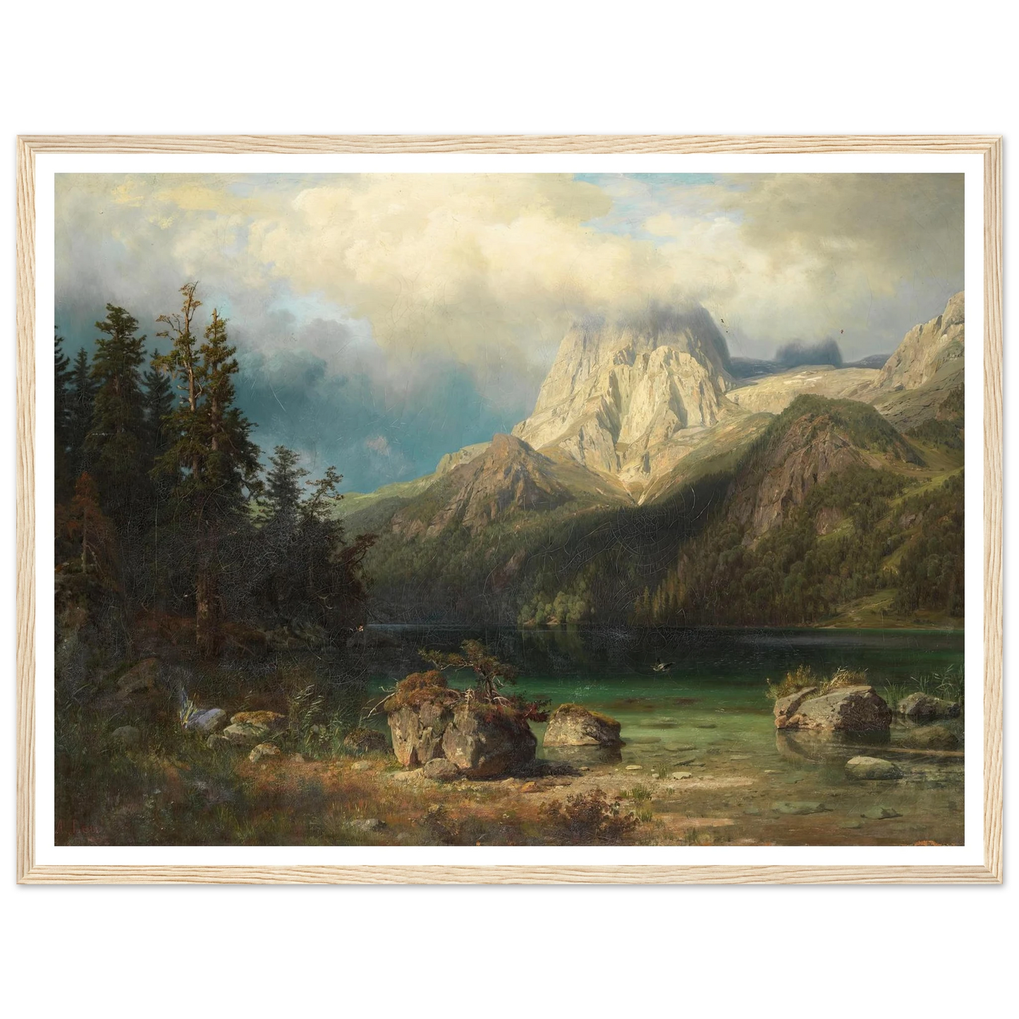 Gebirgslandschaft (1857) Art Print | August Wilhelm Leu - Framed Poster - 30x40 cm / 12x16″ - Black frame
