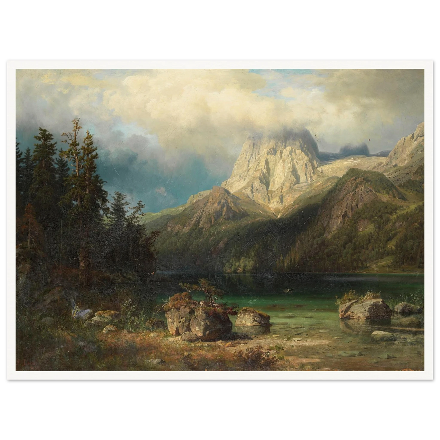 Gebirgslandschaft (1857) Art Print | August Wilhelm Leu - Framed Poster - 30x40 cm / 12x16″ - Black frame