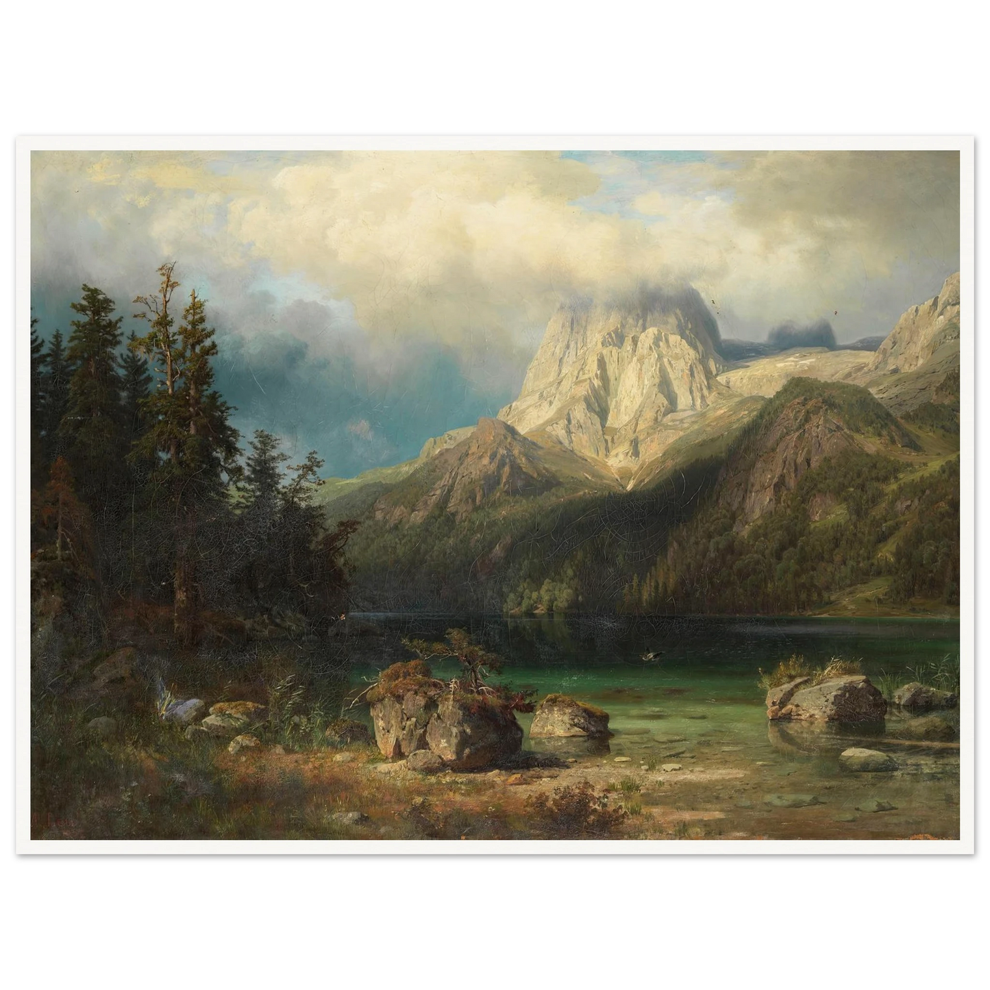 Gebirgslandschaft (1857) Art Print | August Wilhelm Leu - Framed Poster - 30x40 cm / 12x16″ - Black frame