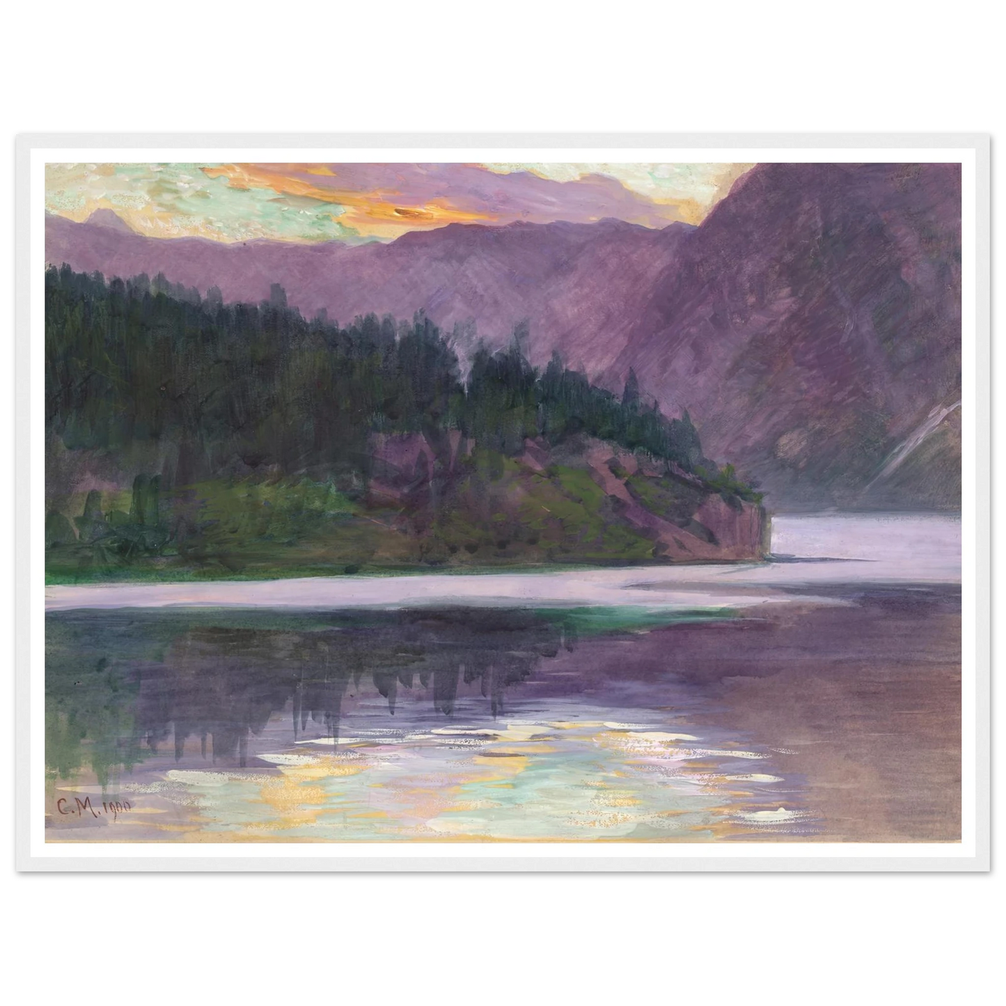 Gebirgssee (1900) Art Print | Carl Moll - Framed Poster - 30x40 cm / 12x16″ - Black frame