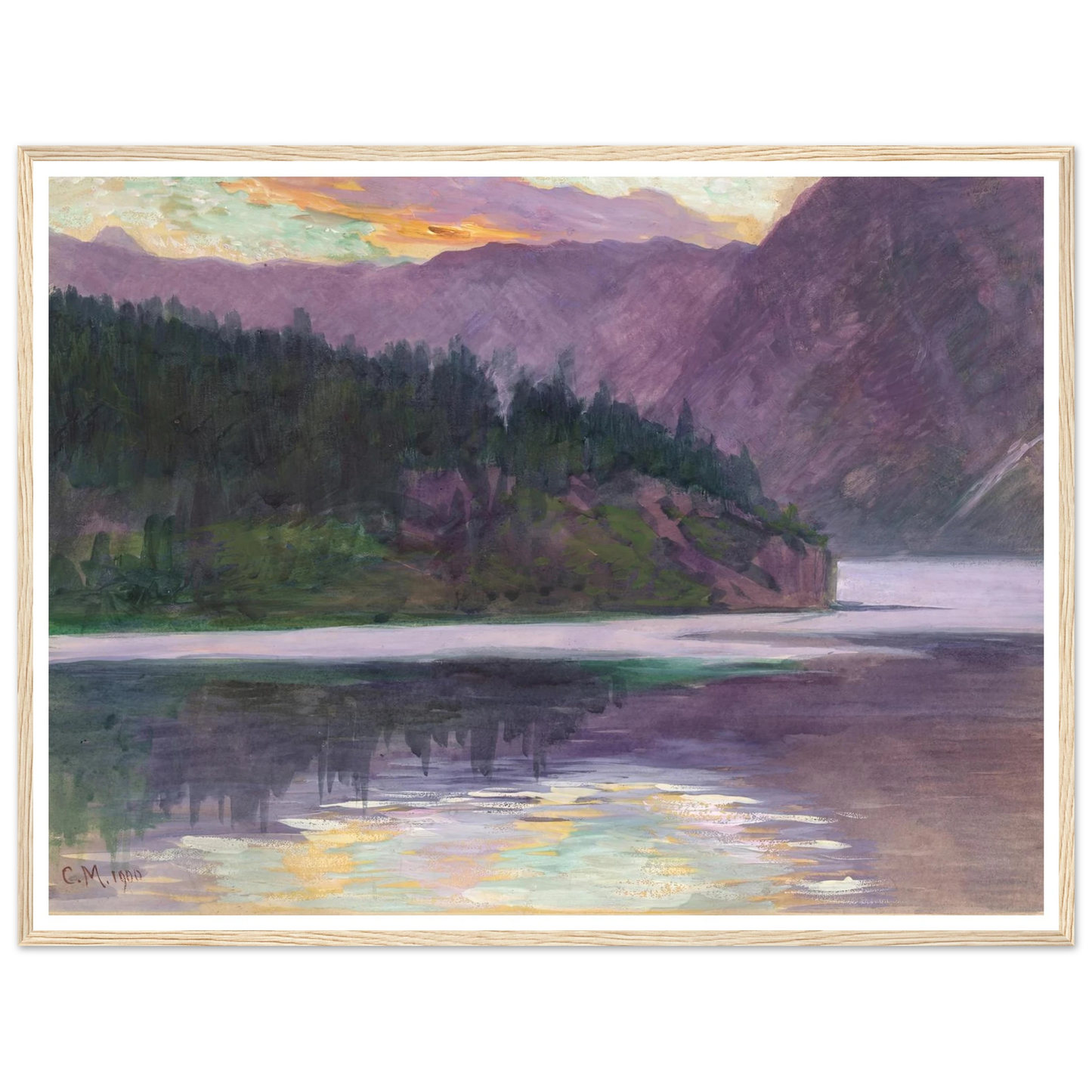 Gebirgssee (1900) Art Print | Carl Moll - Framed Poster - 30x40 cm / 12x16″ - Black frame