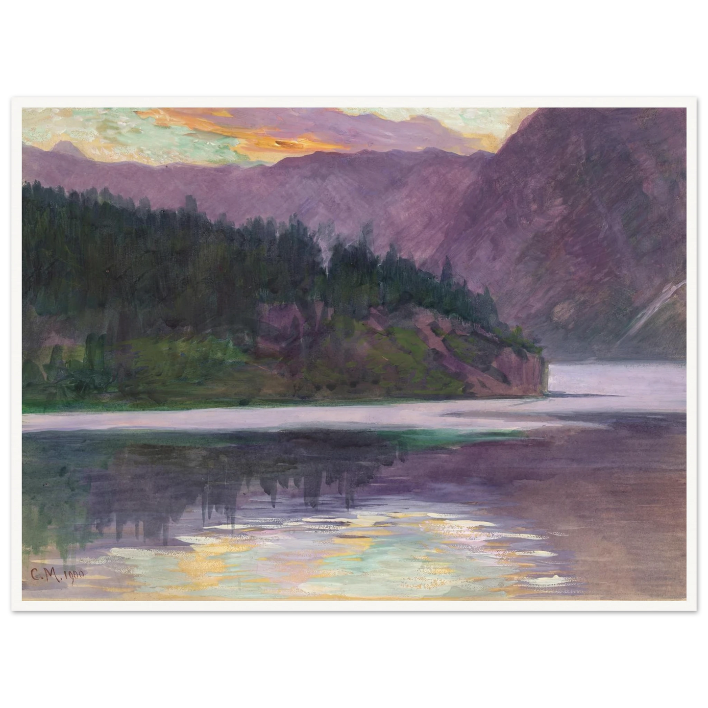 Gebirgssee (1900) Art Print | Carl Moll - Framed Poster - 30x40 cm / 12x16″ - Black frame