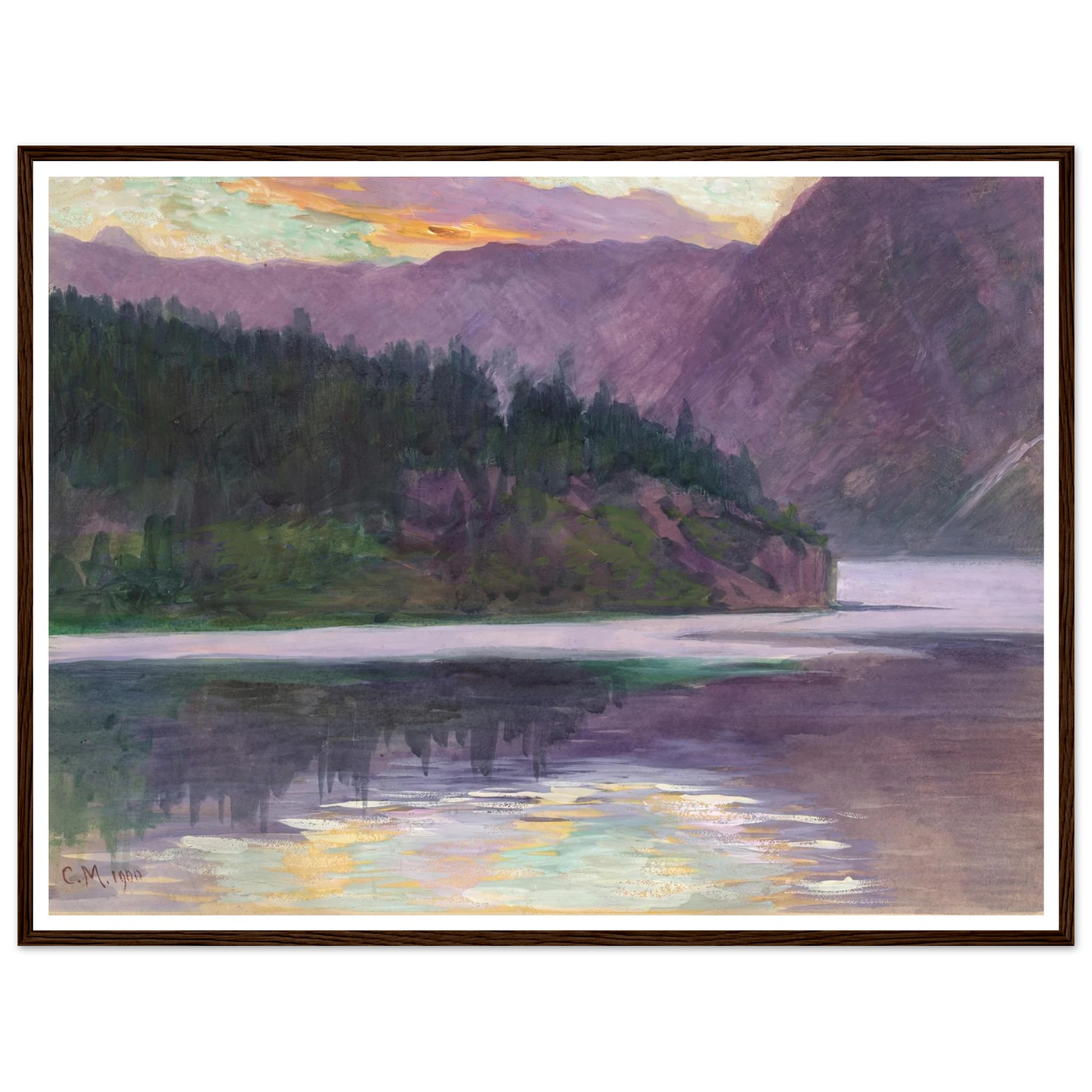 Gebirgssee (1900) Art Print | Carl Moll - Framed Poster - 30x40 cm / 12x16″ - Black frame