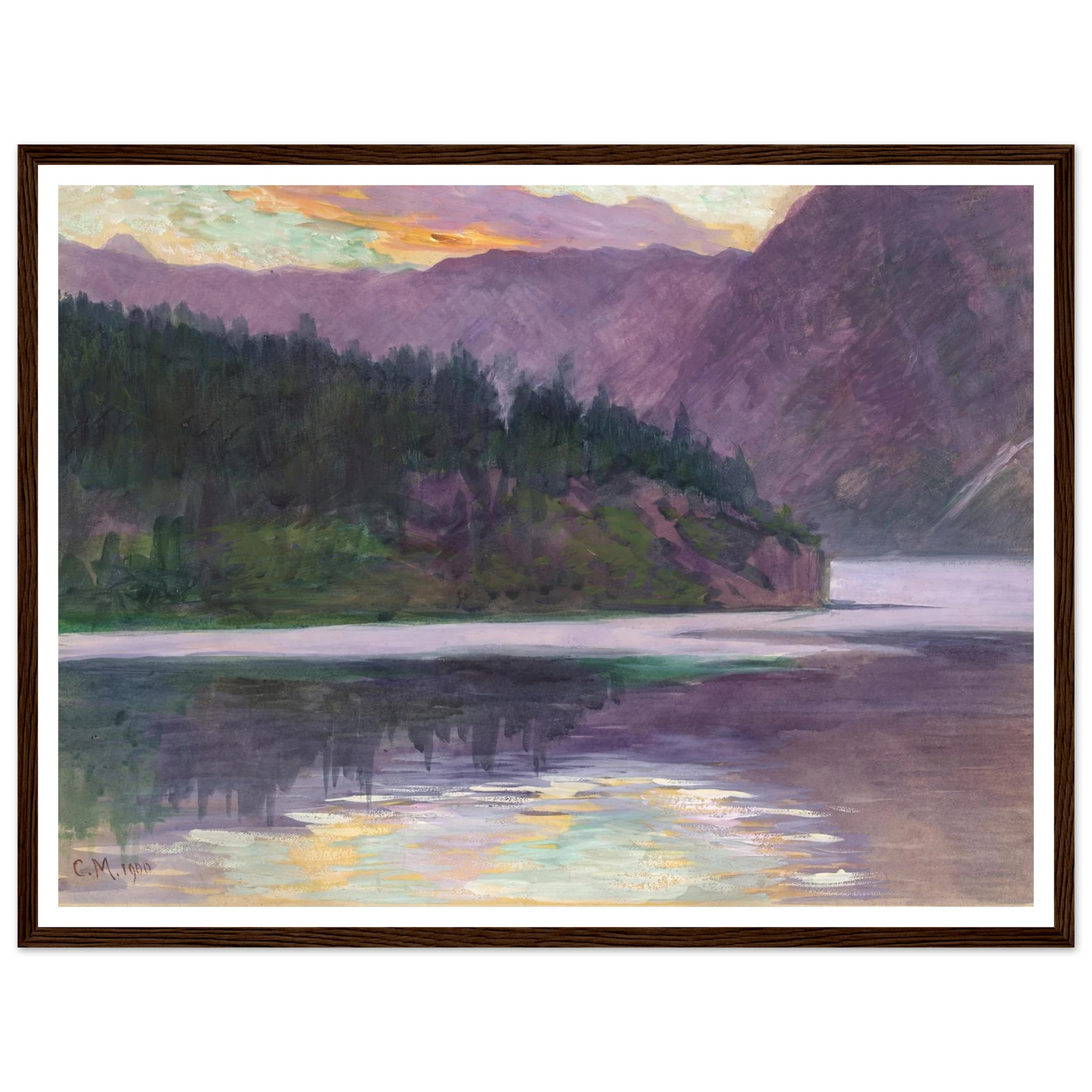 Gebirgssee (1900) Art Print | Carl Moll - Framed Poster - 30x40 cm / 12x16″ - Black frame