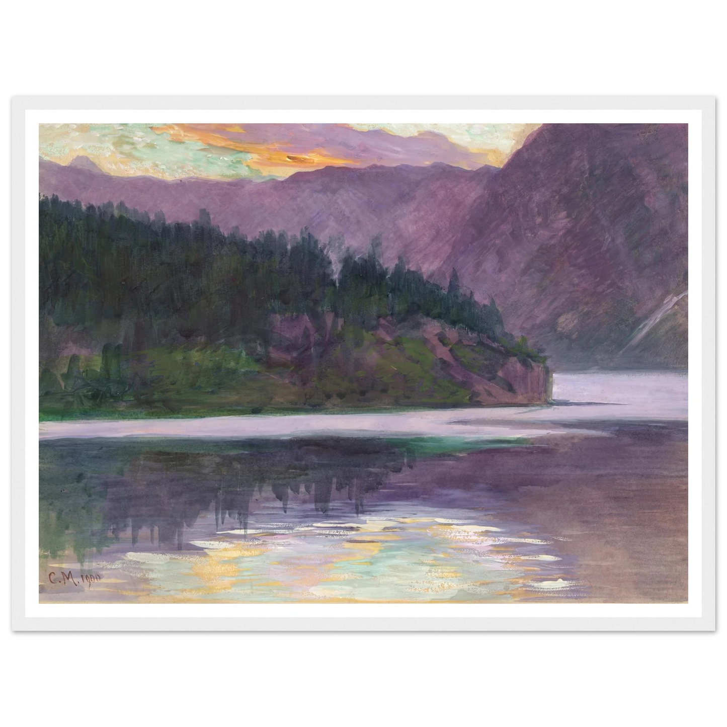 Gebirgssee (1900) Art Print | Carl Moll - Framed Poster - 30x40 cm / 12x16″ - Black frame