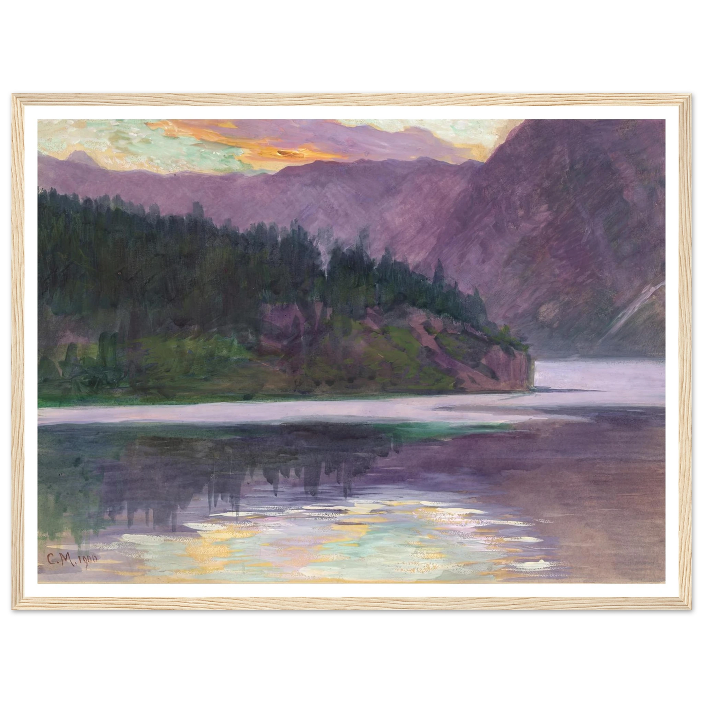 Gebirgssee (1900) Art Print | Carl Moll - Framed Poster - 30x40 cm / 12x16″ - Black frame