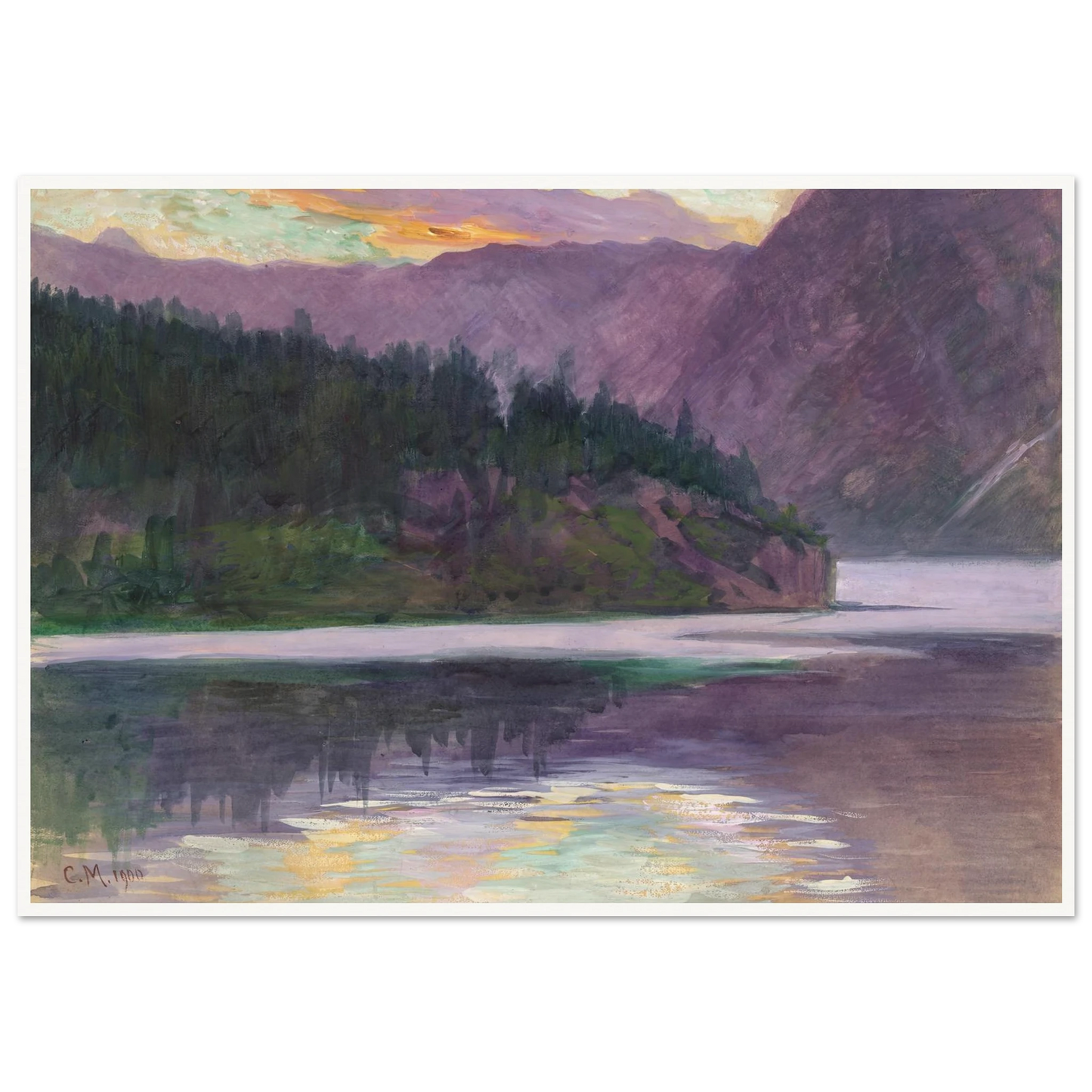Gebirgssee (1900) Art Print | Carl Moll - Framed Poster - 30x40 cm / 12x16″ - Black frame
