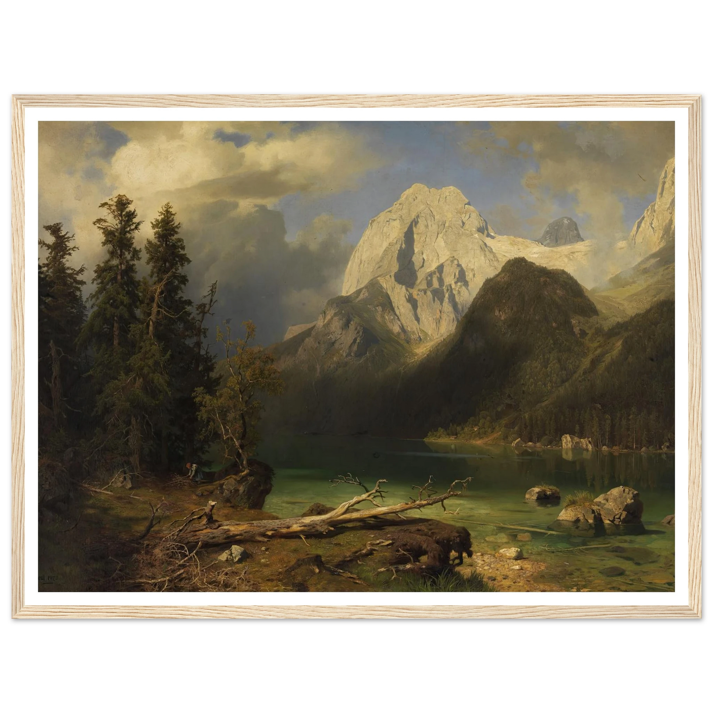 Gebirgssee mit Gebirgsmassiv im Hintergrund (1873) Art Print | August Wilhelm Leu - Framed Poster - 30x40 cm / 12x16″ - Black frame