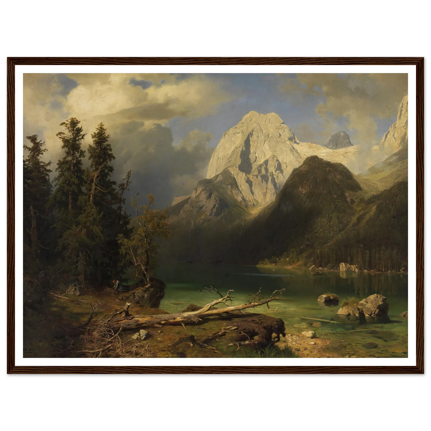Gebirgssee mit Gebirgsmassiv im Hintergrund (1873) Art Print | August Wilhelm Leu - Framed Poster - 30x40 cm / 12x16″ - Black frame