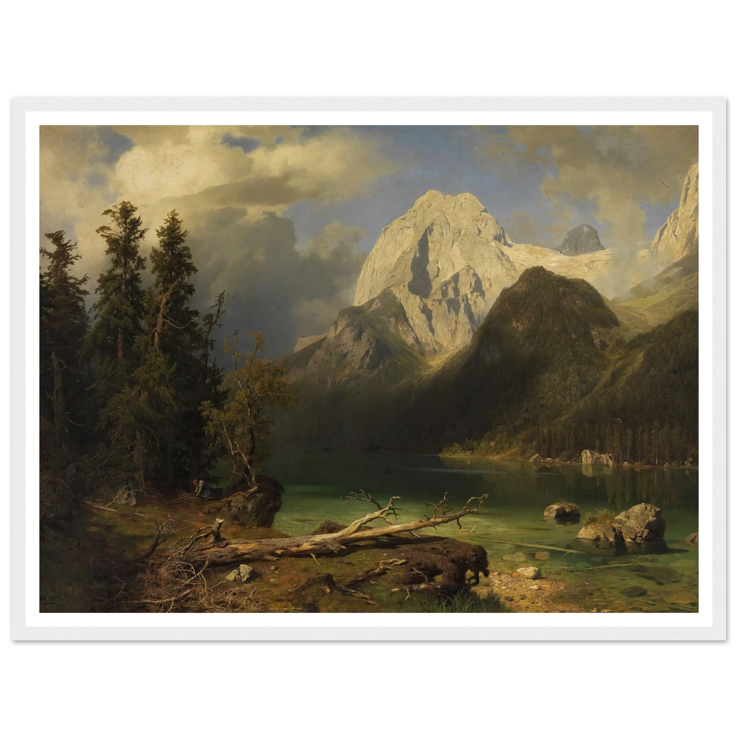 Gebirgssee mit Gebirgsmassiv im Hintergrund (1873) Art Print | August Wilhelm Leu - Framed Poster - 30x40 cm / 12x16″ - Black frame