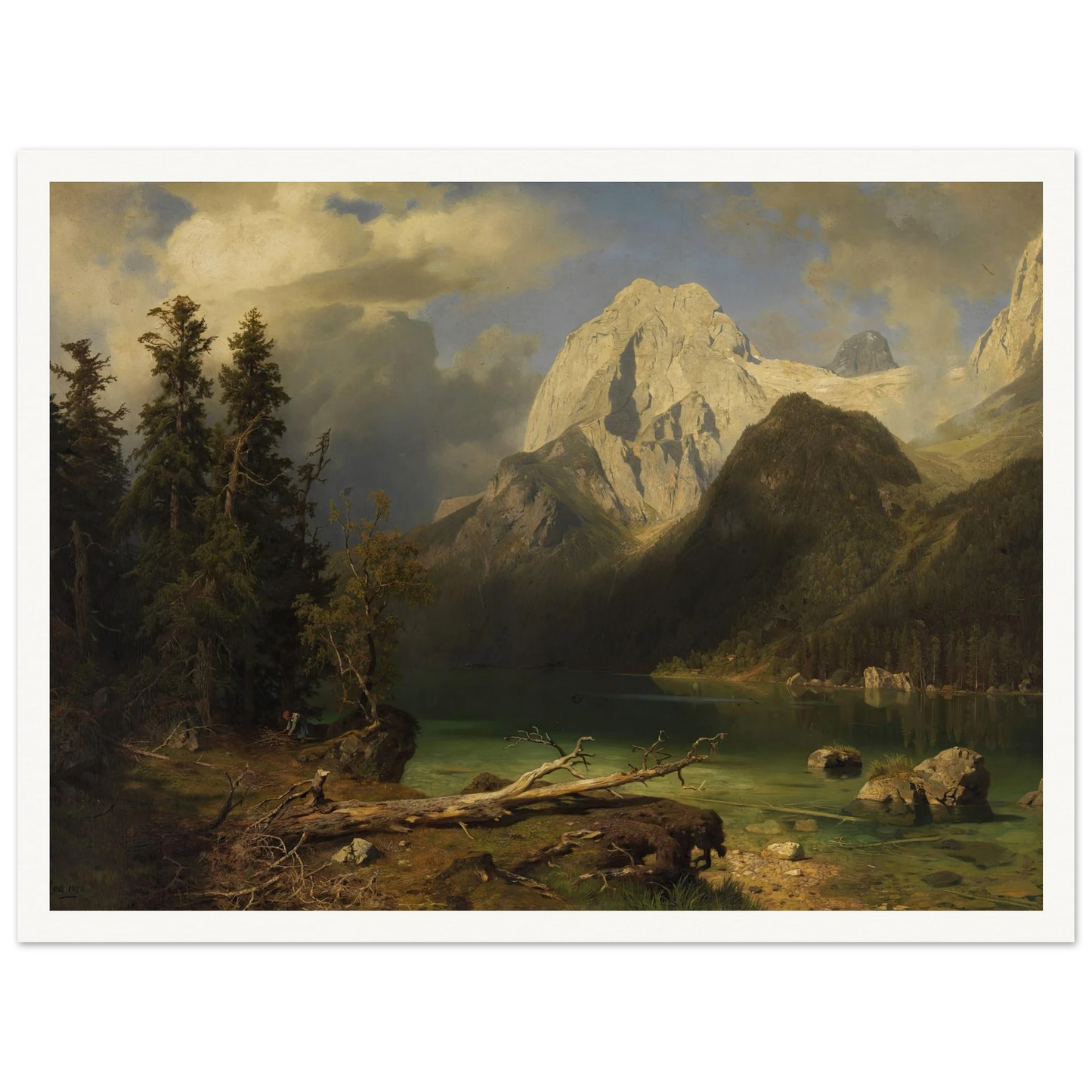 Gebirgssee mit Gebirgsmassiv im Hintergrund (1873) Art Print | August Wilhelm Leu - Framed Poster - 30x40 cm / 12x16″ - Black frame