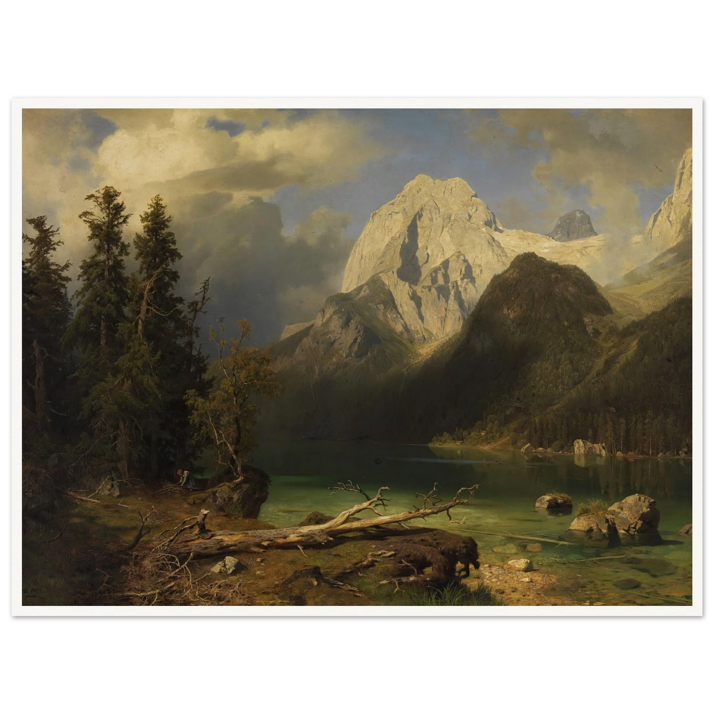 Gebirgssee mit Gebirgsmassiv im Hintergrund (1873) Art Print | August Wilhelm Leu - Framed Poster - 30x40 cm / 12x16″ - Black frame
