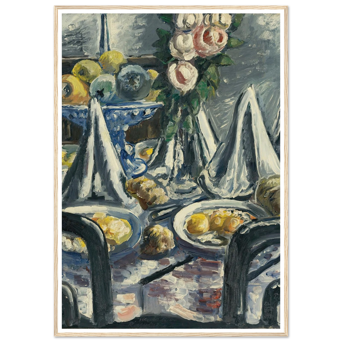 Gedeckter Tisch Mit Servietten Und Rosen (Table Set With Napkins And Roses) (1948) Art Print | Paul Kleinschmidt - Framed Poster - 30x40 cm / 12x16″ - Black frame
