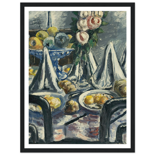 Gedeckter Tisch Mit Servietten Und Rosen (Table Set With Napkins And Roses) (1948) Art Print | Paul Kleinschmidt - Framed Poster - 30x40 cm / 12x16″ - Black frame