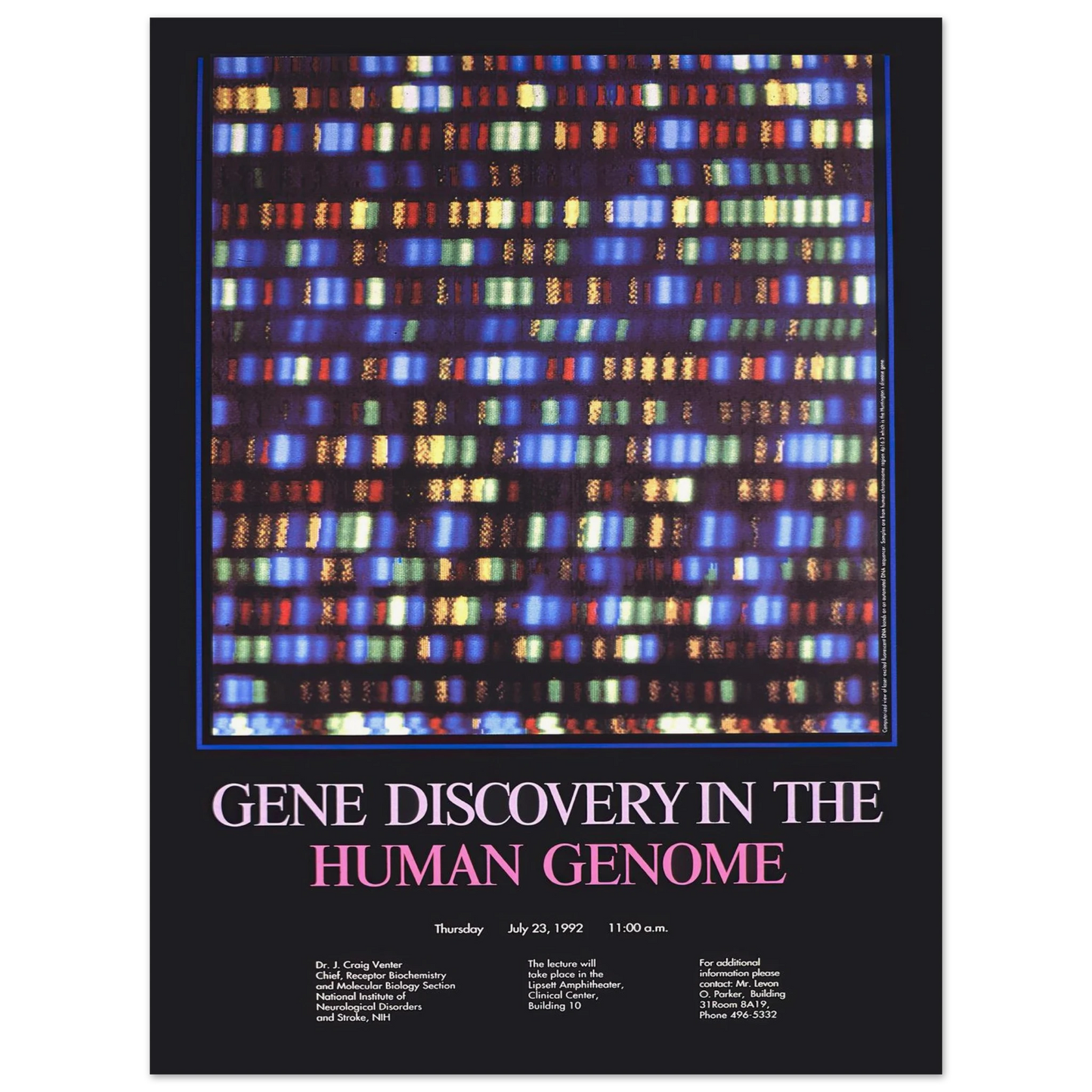 Gene discovery in the human genome (1992) Art Print | National Institutes of Health - Framed Poster - 30x40 cm / 12x16″ - Black frame