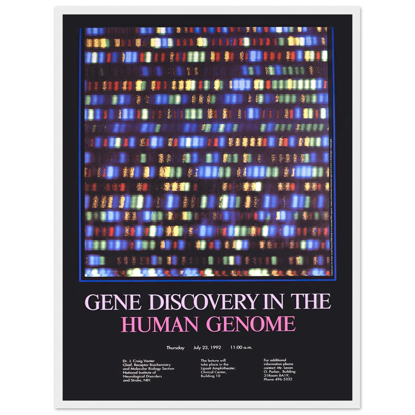 Gene discovery in the human genome (1992) Art Print | National Institutes of Health - Framed Poster - 30x40 cm / 12x16″ - Black frame