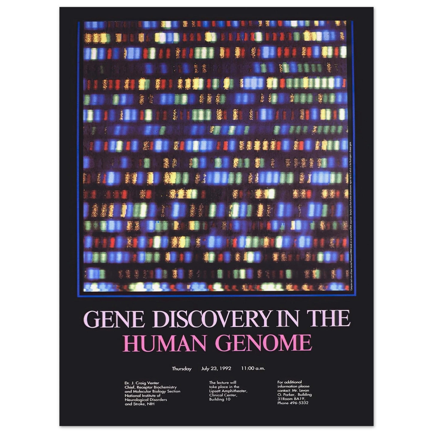 Gene discovery in the human genome (1992) Art Print | National Institutes of Health - Framed Poster - 30x40 cm / 12x16″ - Black frame