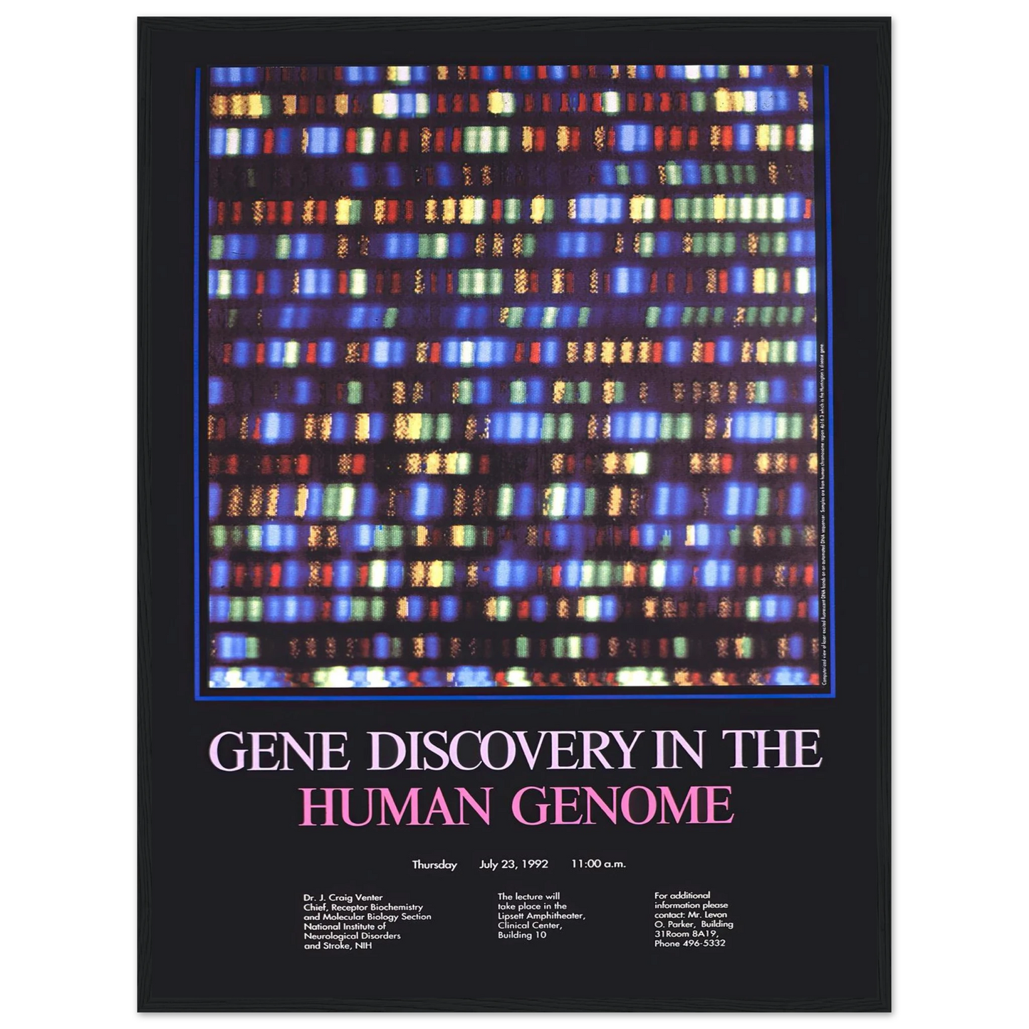 Gene discovery in the human genome (1992) Art Print | National Institutes of Health - Framed Poster - 30x40 cm / 12x16″ - Black frame