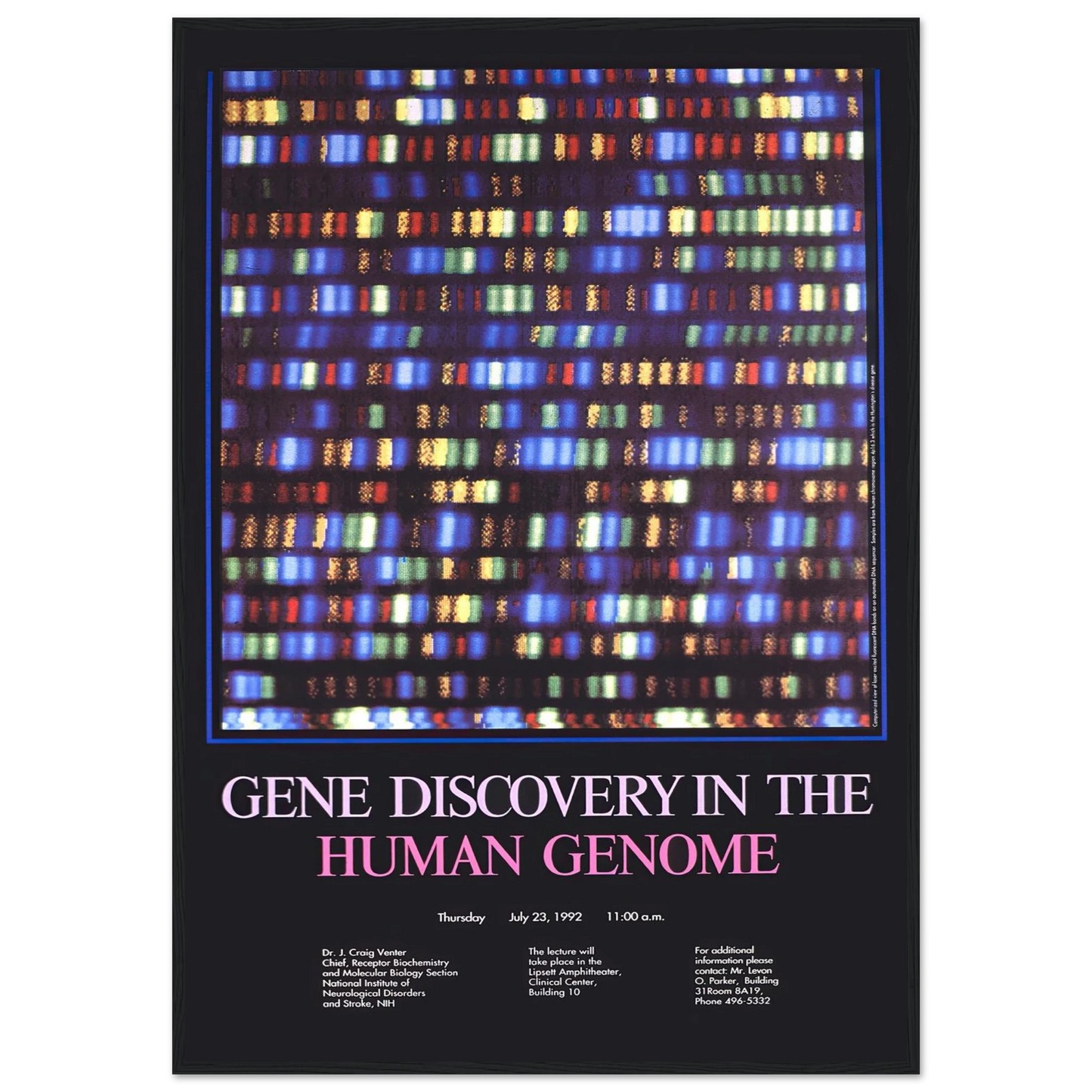 Gene discovery in the human genome (1992) Art Print | National Institutes of Health - Framed Poster - 30x40 cm / 12x16″ - Black frame