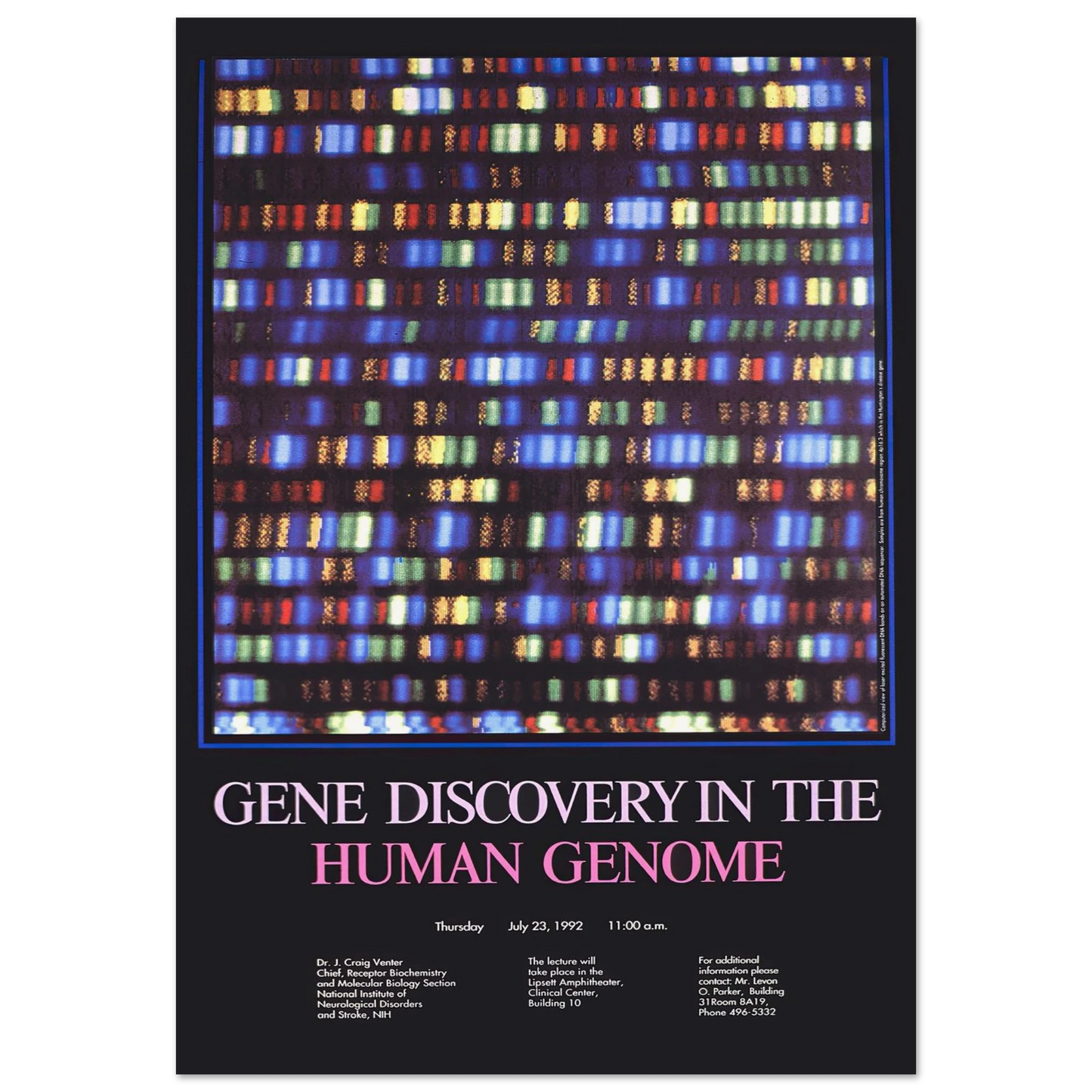 Gene discovery in the human genome (1992) Art Print | National Institutes of Health - Framed Poster - 30x40 cm / 12x16″ - Black frame
