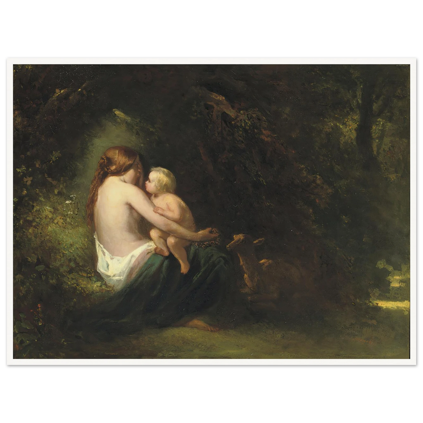 Genoveva; a legendary beauty in the forest Art Print | Jozef Israels - Framed Poster - 30x40 cm / 12x16″ - Black frame