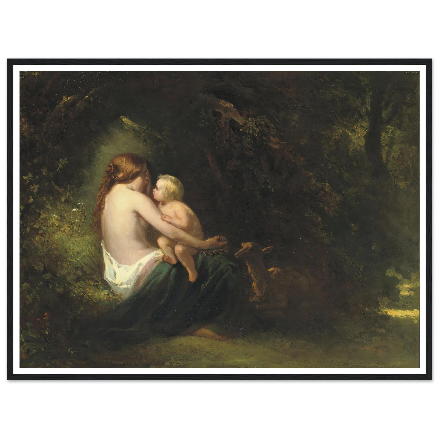 Genoveva; a legendary beauty in the forest Art Print | Jozef Israels - Framed Poster - 30x40 cm / 12x16″ - Black frame
